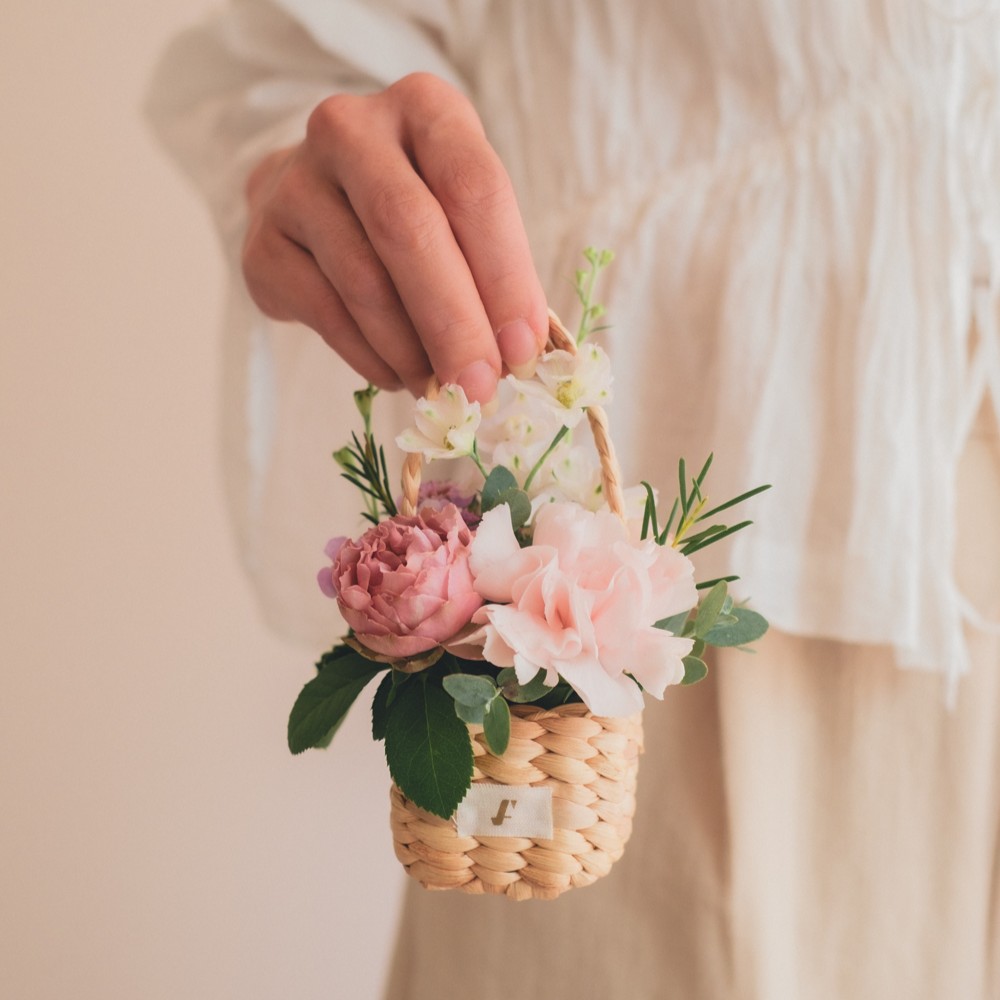 Flower BAG No.3 ／スクエアカゴバッグ　ピンクガーデン 生花