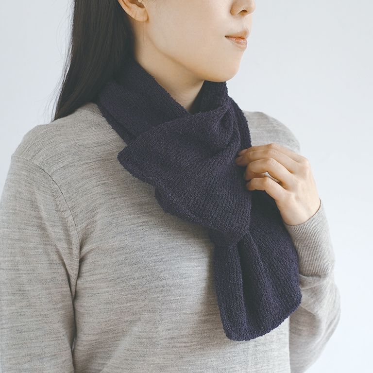 内側シルク2重編み ウール混のもこもこマフラー