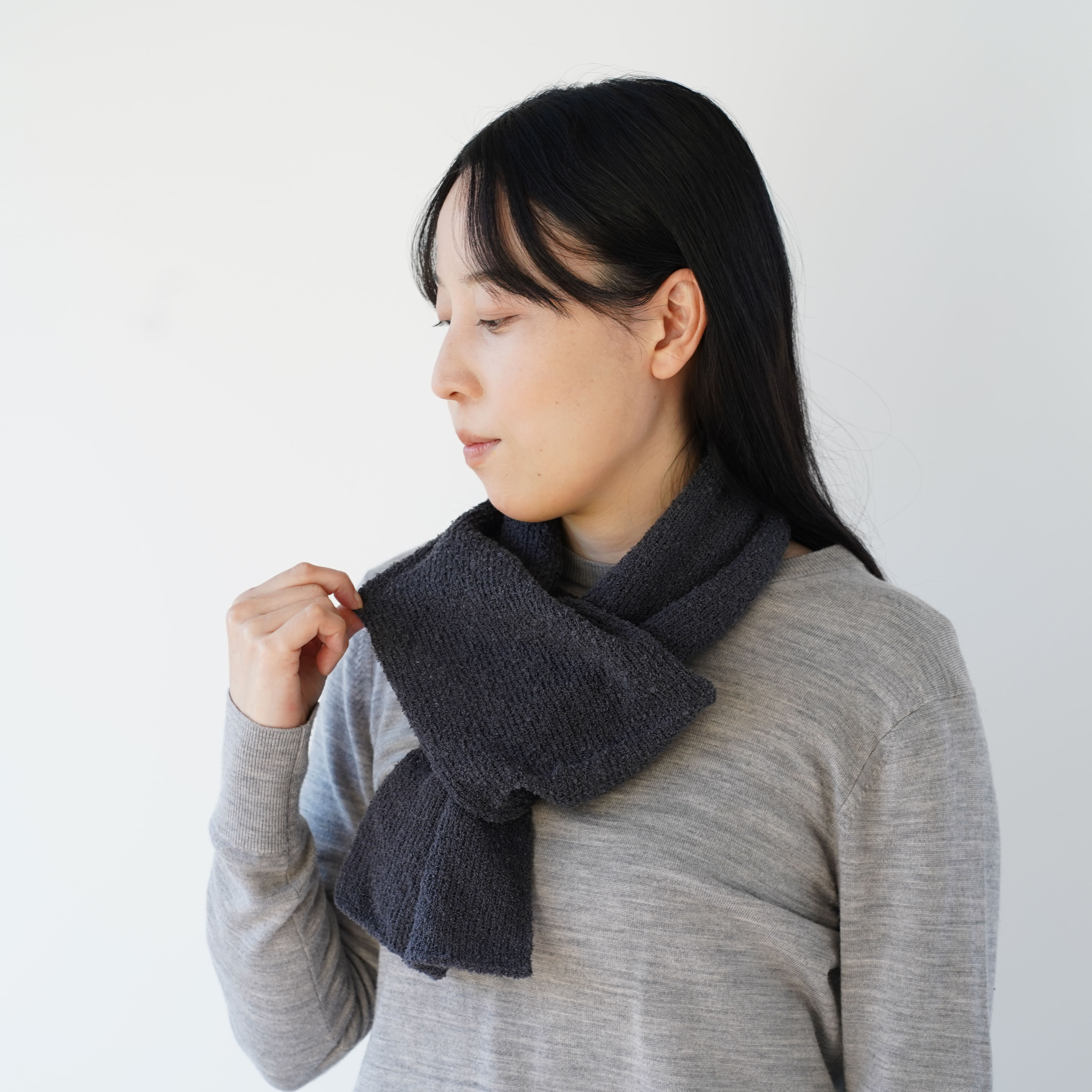 内側シルク2重編み ウール混のもこもこマフラー | 絹屋（きぬや）の