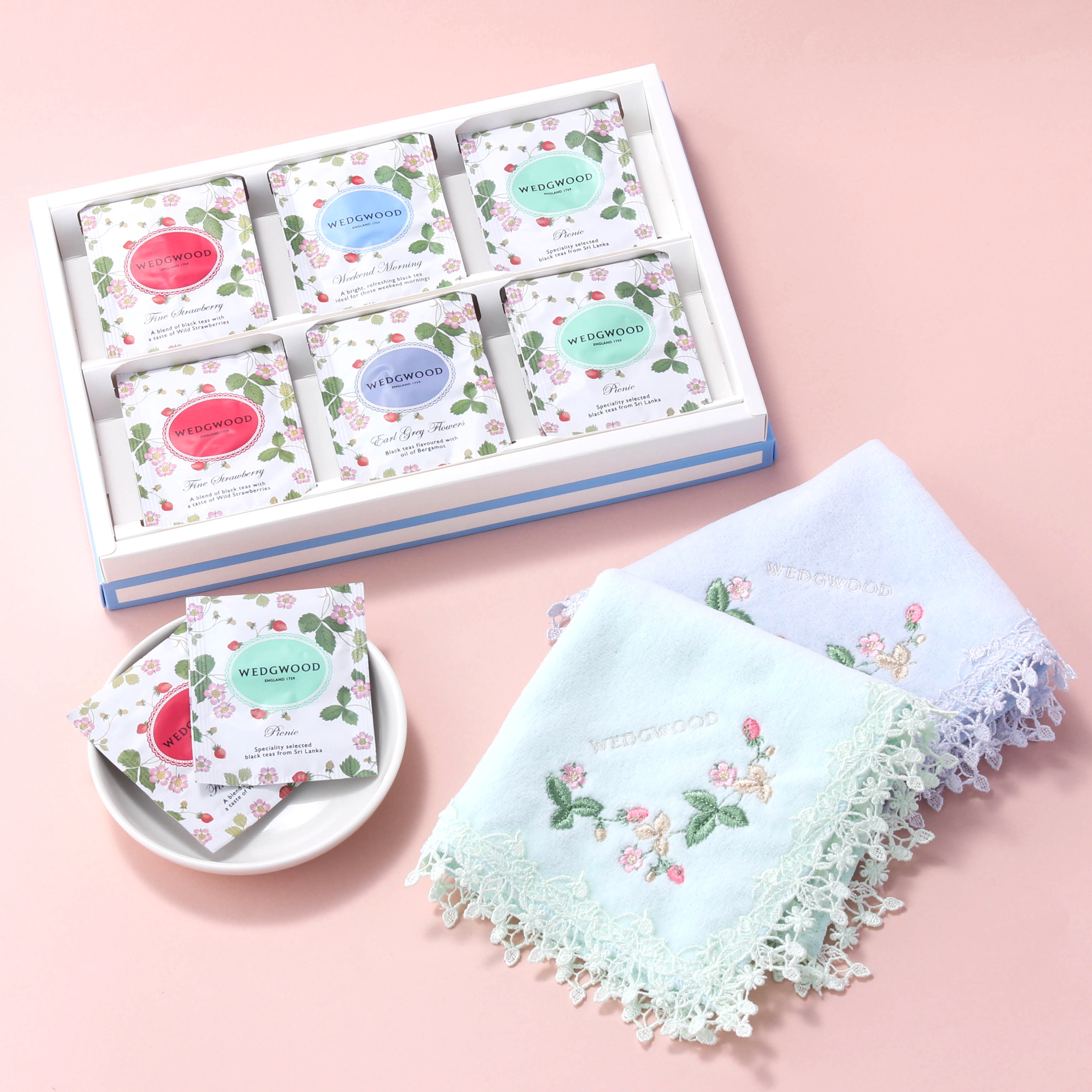 WEDGWOOD 4種の紅茶＆選べるレースハンカチセット | WEDGWOOD