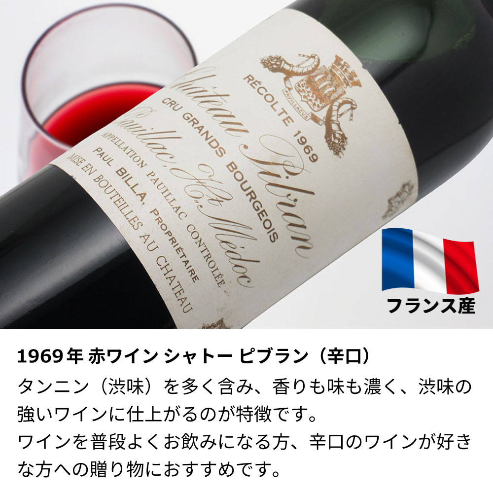 【名入れ彫刻】1969年 生まれ年ワイン 誕生日ギフト