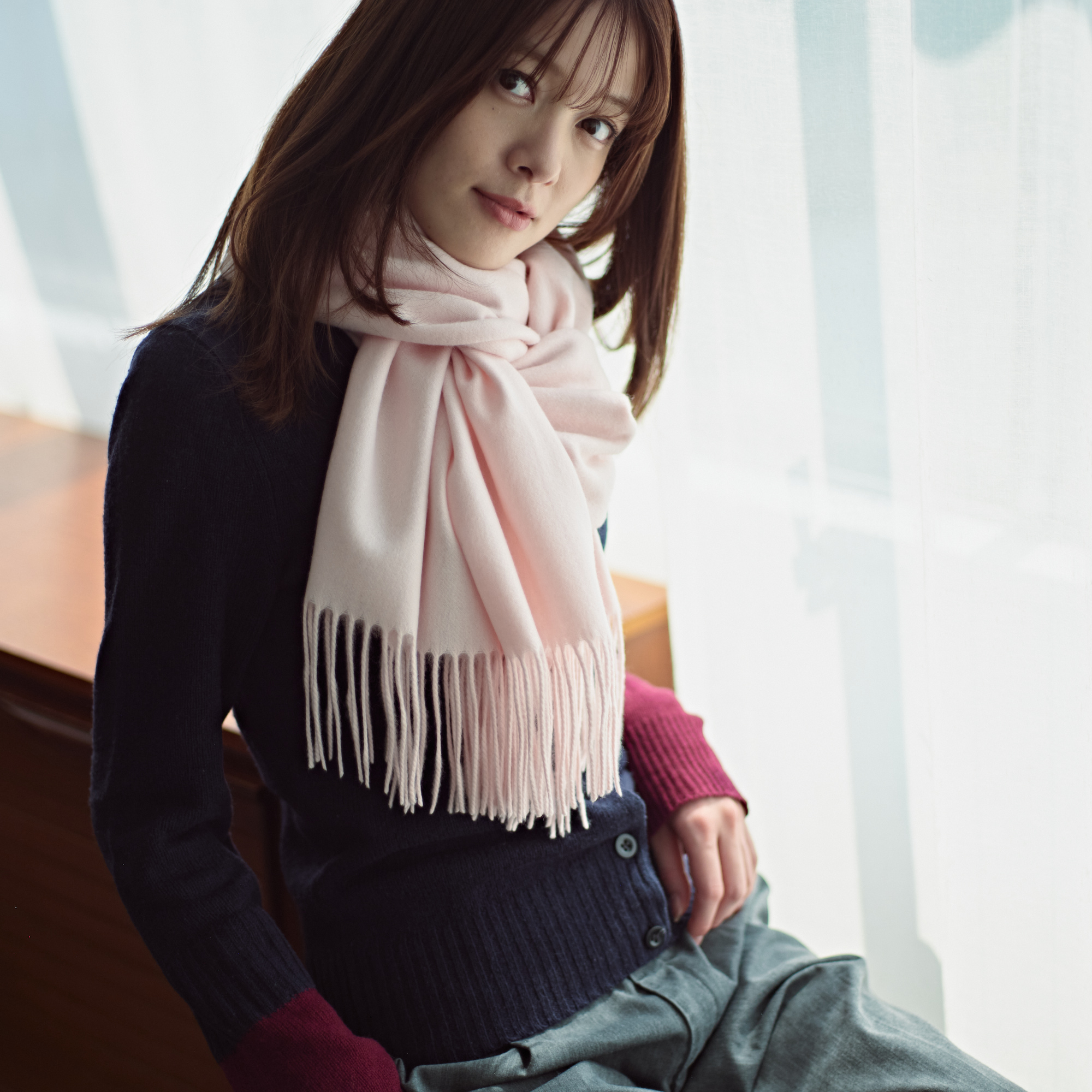 【刺繍名入れギフト】カシミヤ100% 大判ストール