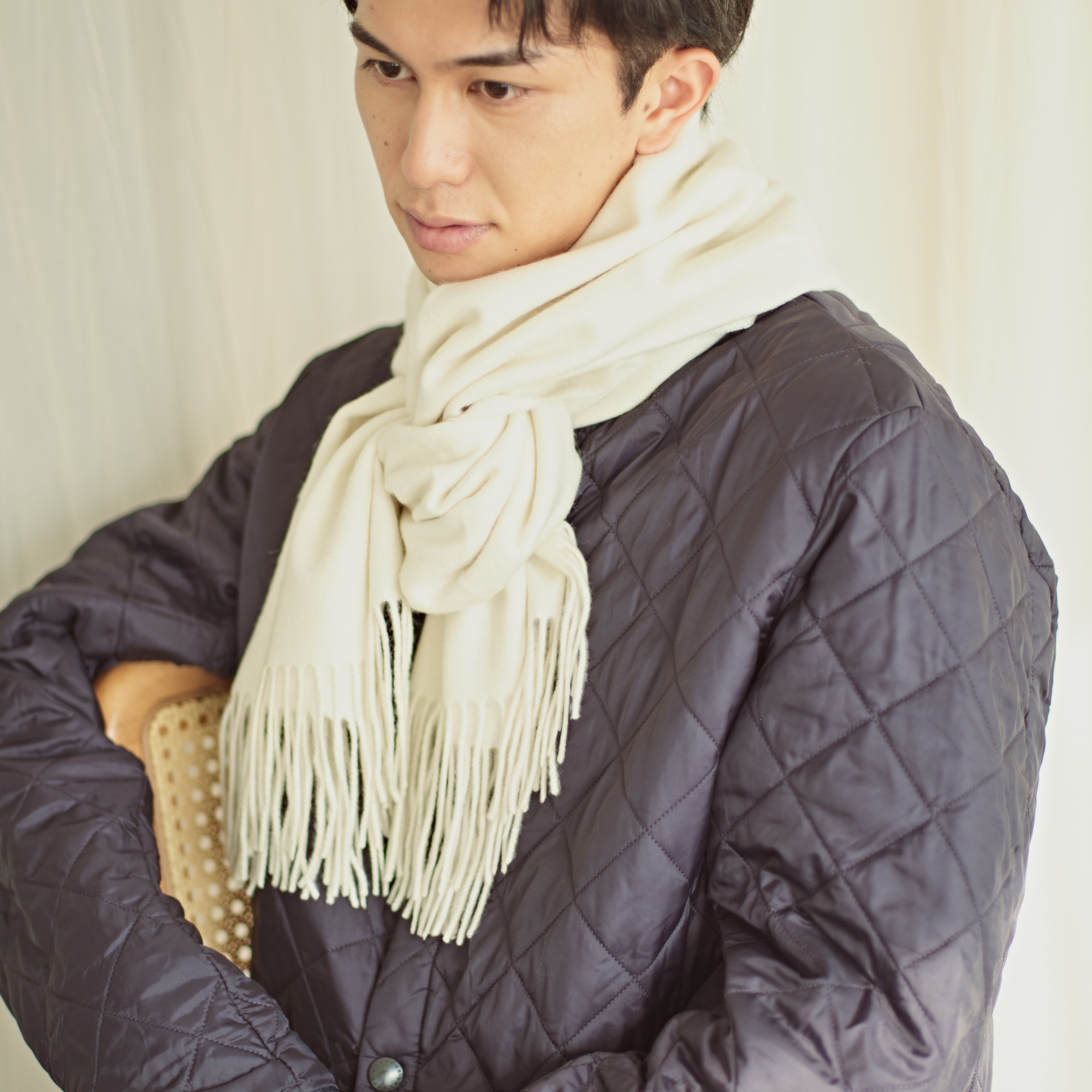 【刺繍名入れギフト】カシミヤ100% 大判ストール