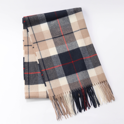 【刺繍名入れギフト】カシミヤ100% チェック柄 大判ストール