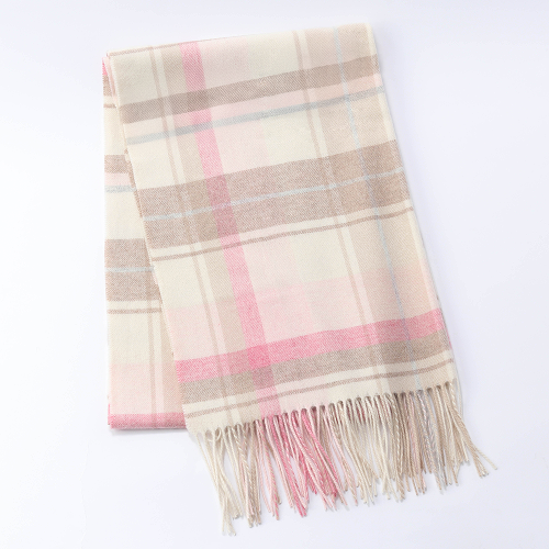 【刺繍名入れギフト】カシミヤ100% チェック柄 大判ストール