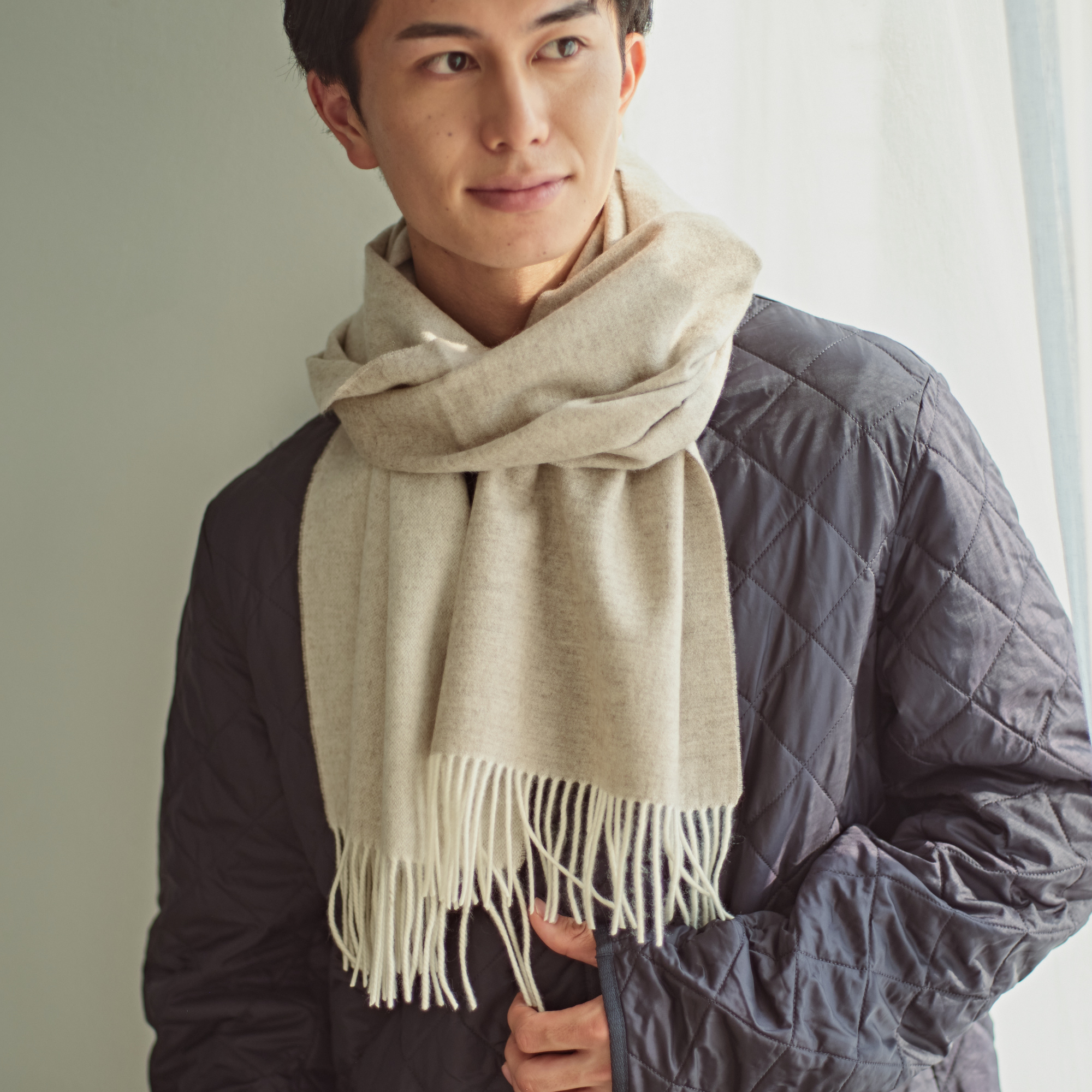 カシミヤ100% リバーシブルマフラー