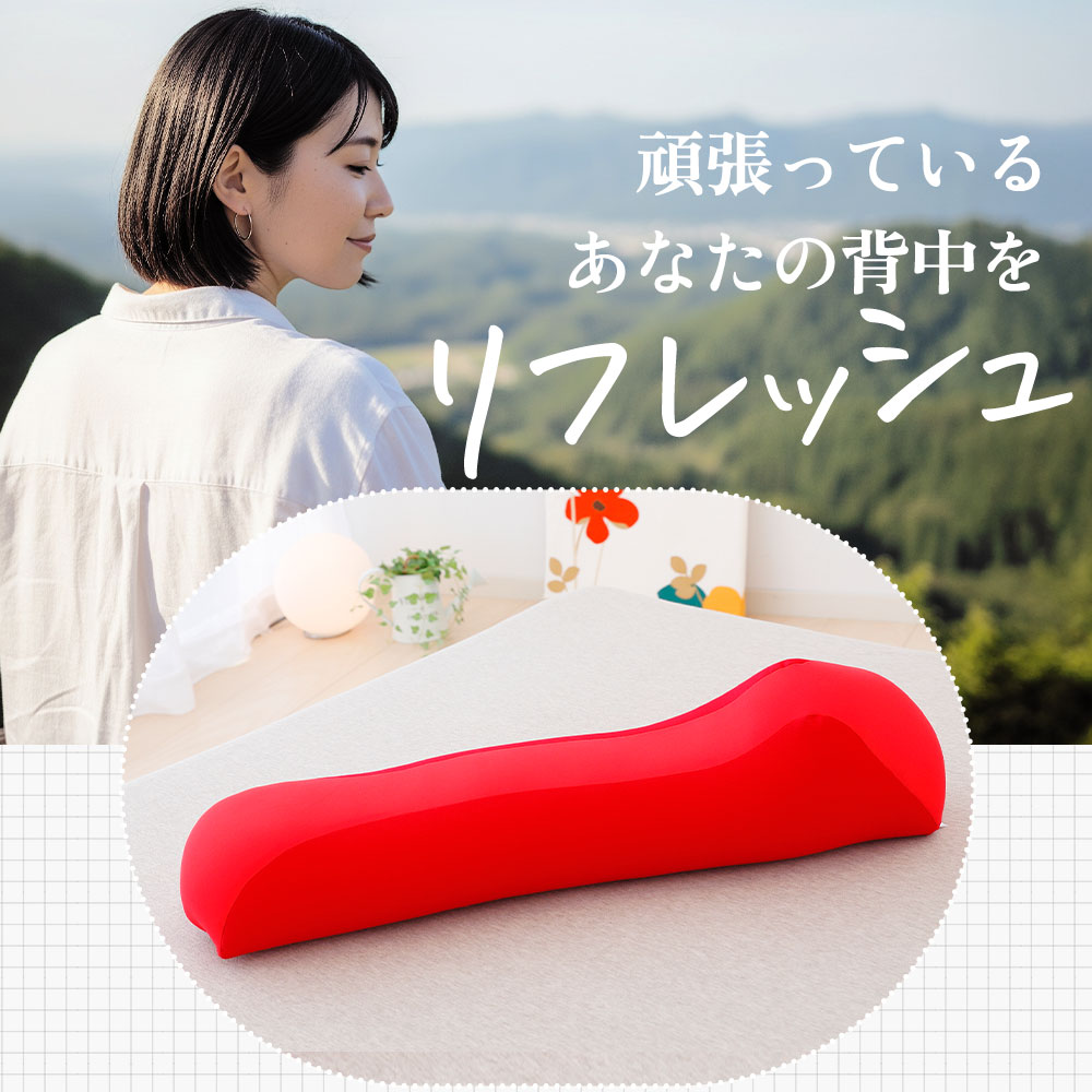 王様の背中枕 （背中スッキリ！自然と胸が開いて気持ちいいリラックス枕）