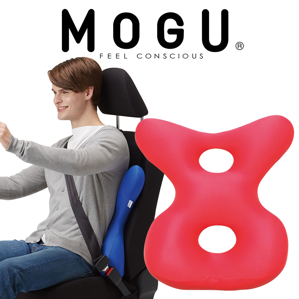 背当てクッション MOGU（モグ） ドライバーズバックサポーター レッド 運転中の身体への負担を軽減する背当てクッション 