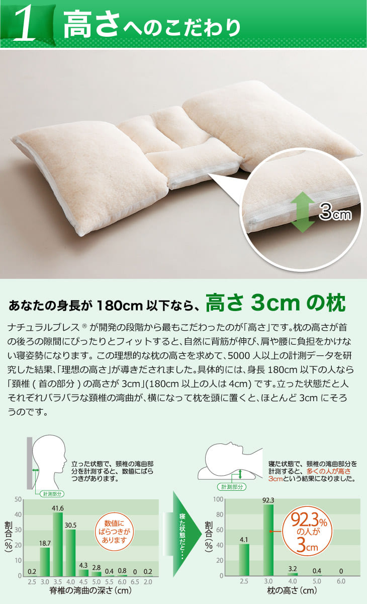 枕 枕博士が考えた枕 ナチュラルブレス レギュラータイプ 枕のプロが開発した、寝返りを打ってもゆとりのあるワイドサイズの安眠枕 