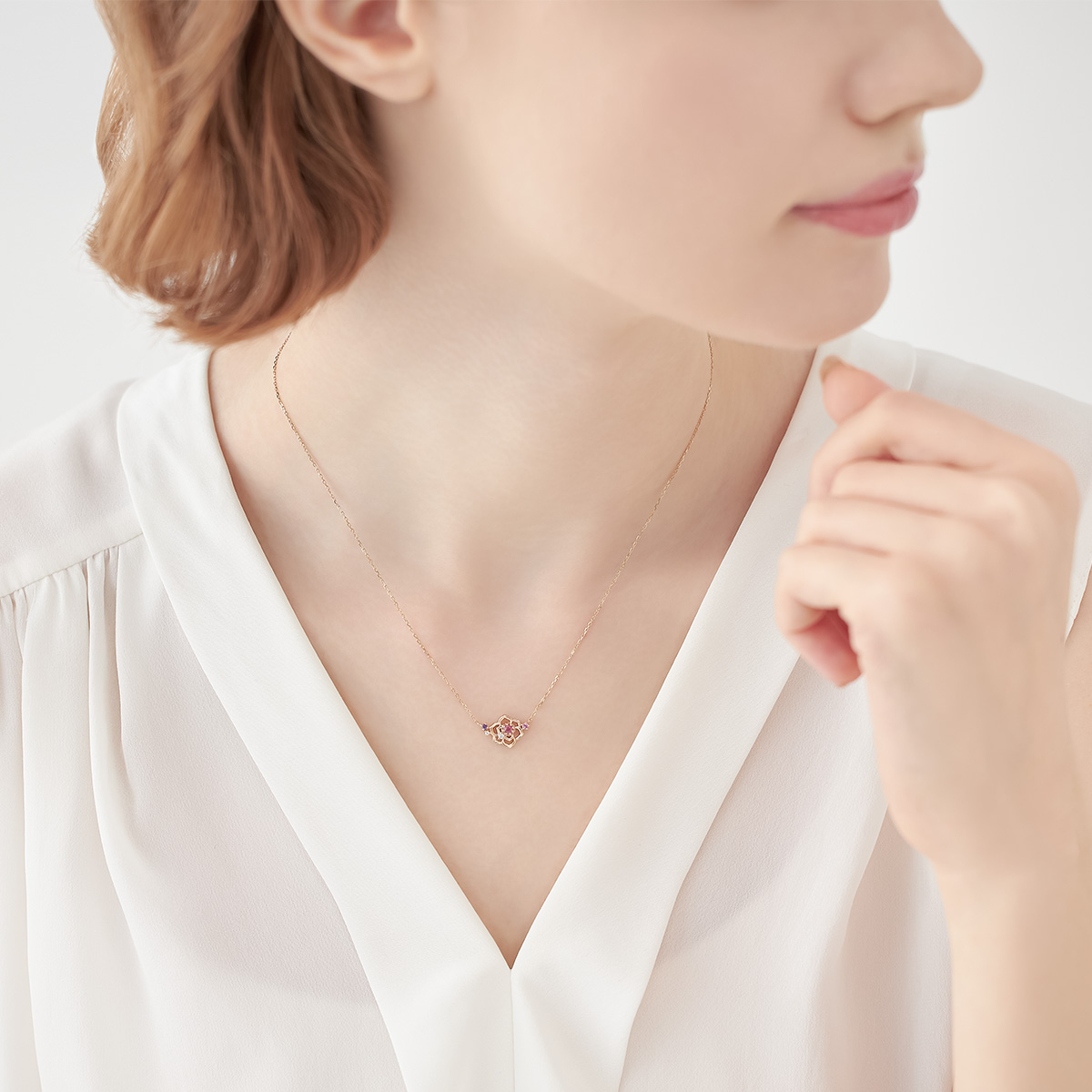 【６月誕生花】シルバー バラ 薔薇 ネックレス