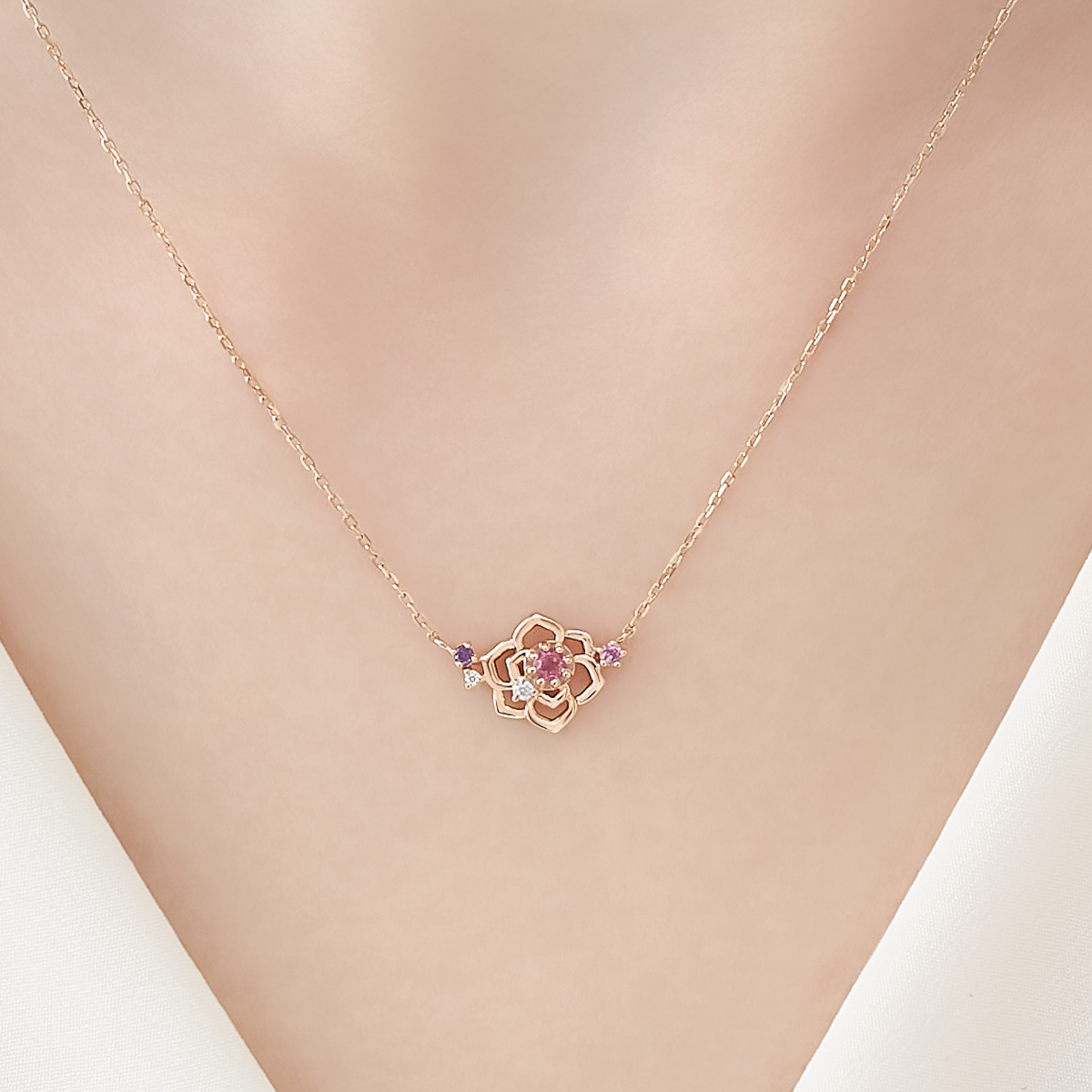 【６月誕生花】シルバー バラ 薔薇 ネックレス