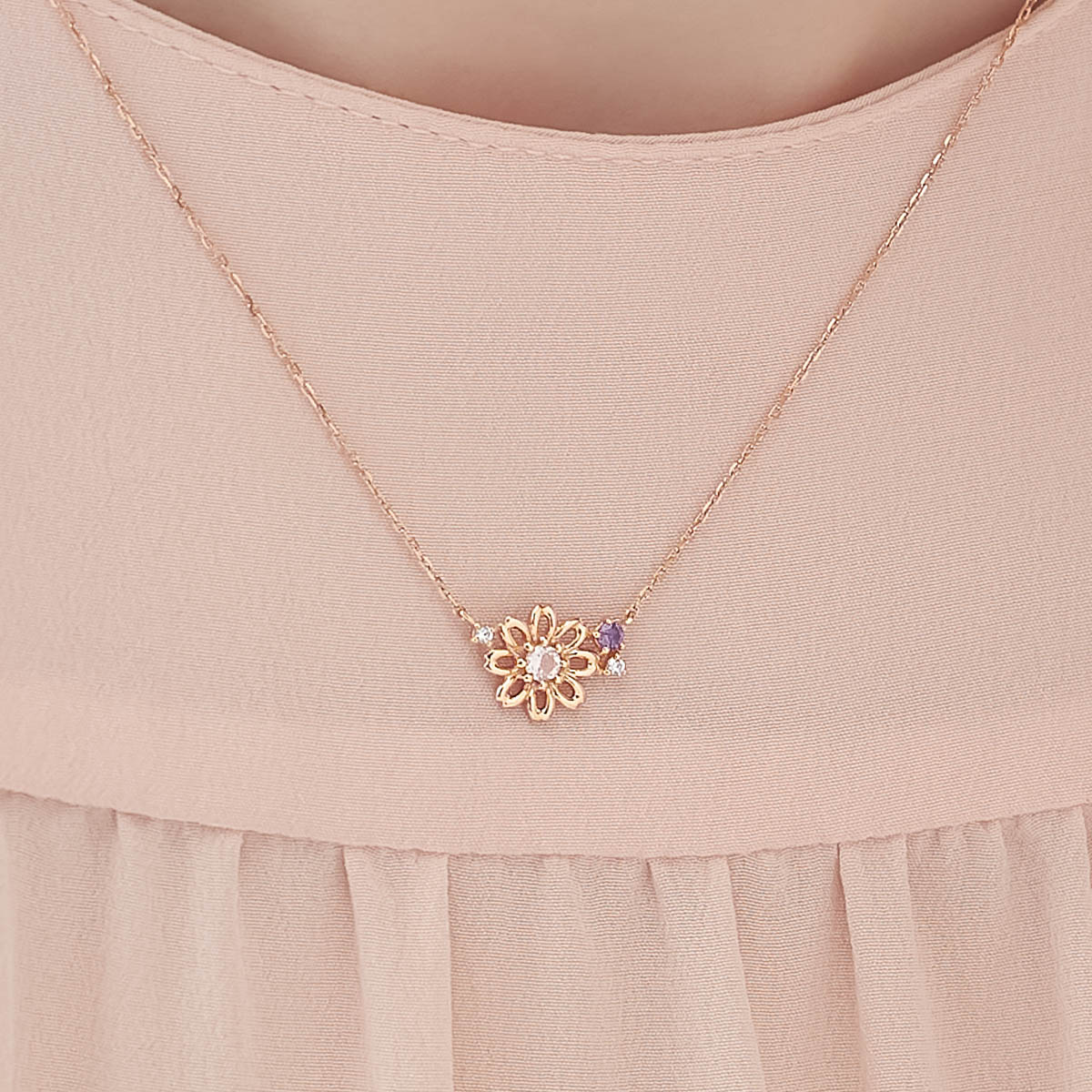 【10月誕生花】シルバー コスモス ネックレス