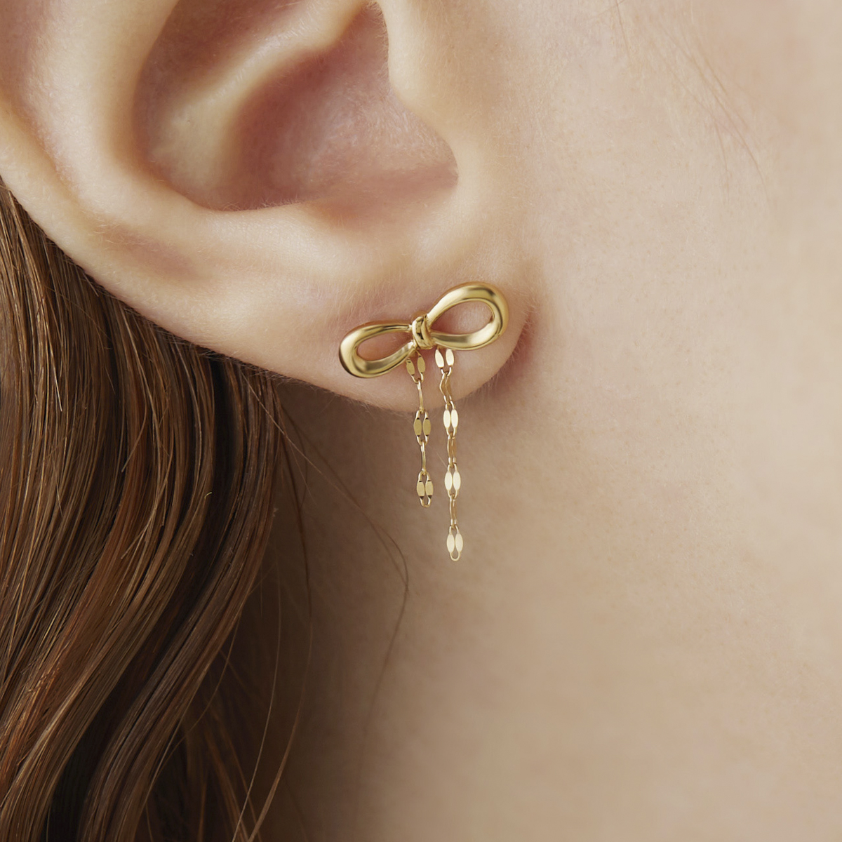 シルバー リボン ピアス