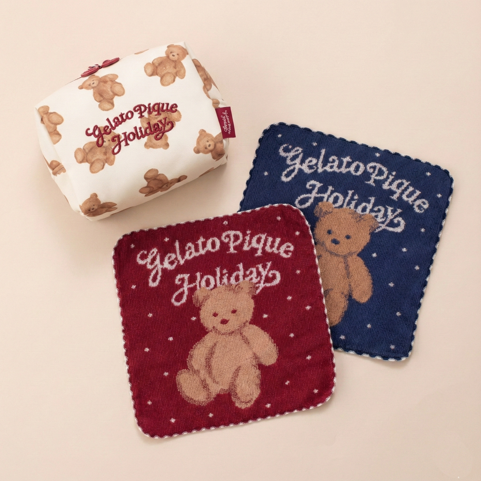 gelato pique ポーチ＆ハンカチ WOMEN】【HOLIDAY】ベア総柄ポーチ＆ハンドタオル | gelato pique