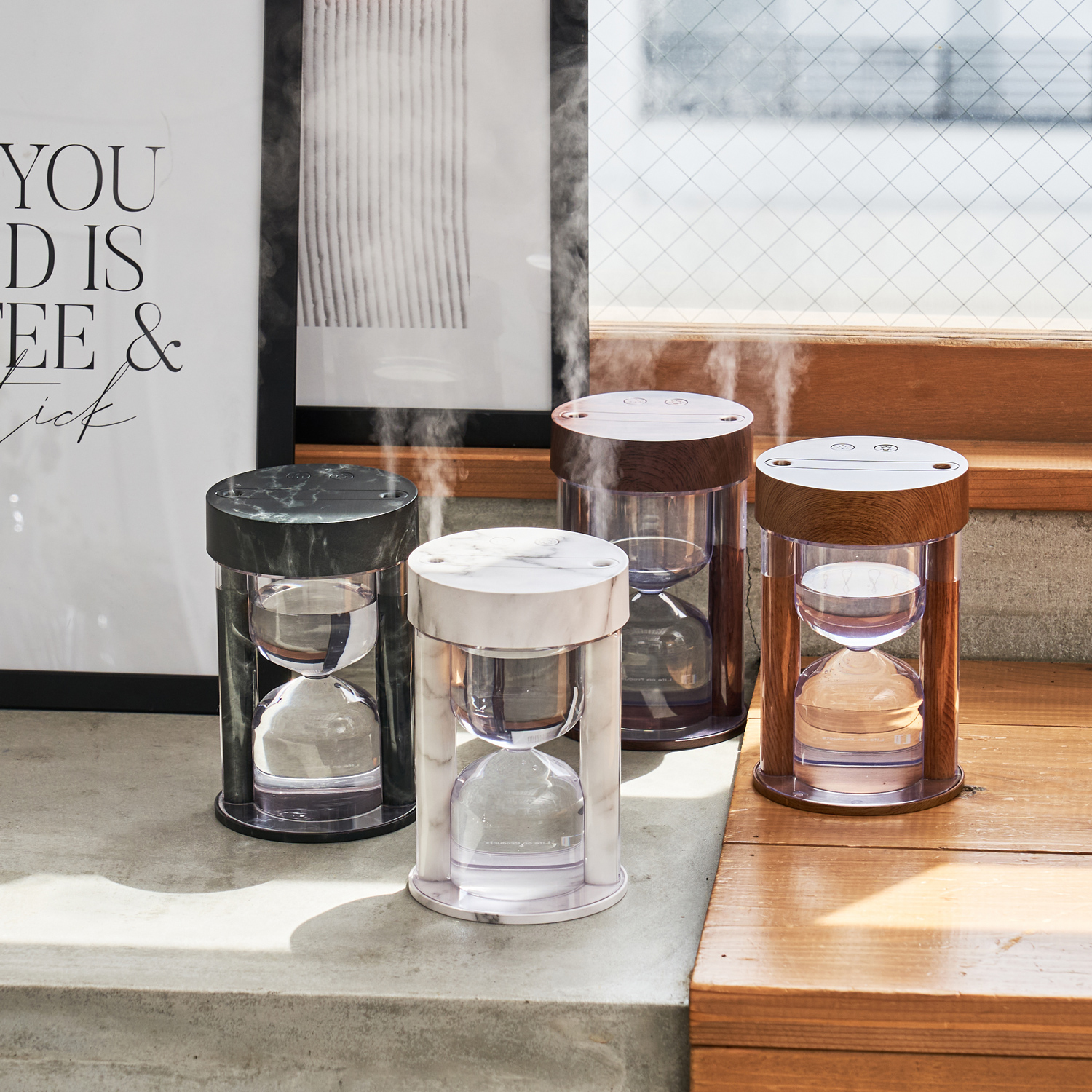 砂時計型コードレス加湿器 ライト機能付