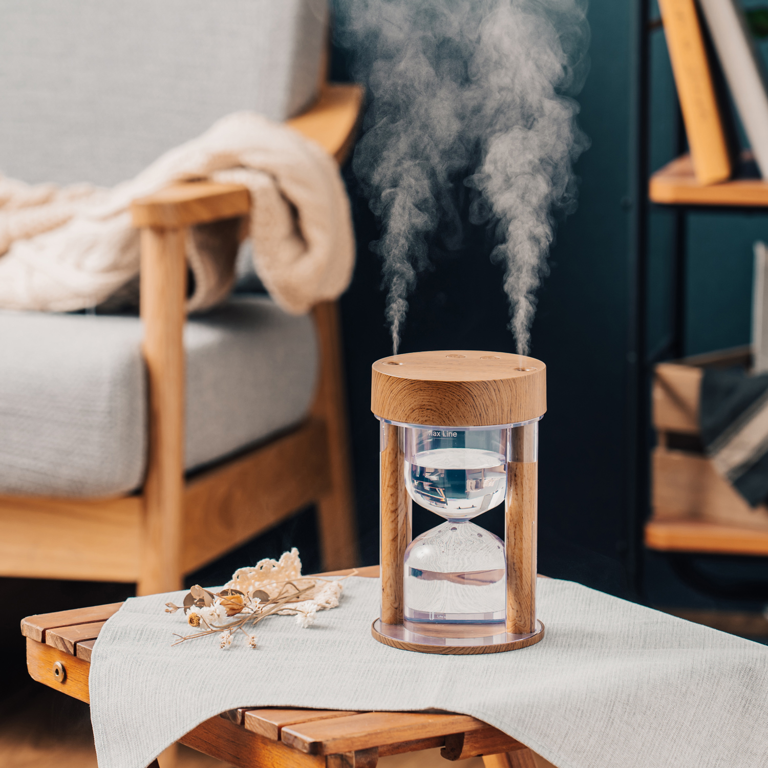 砂時計型コードレス加湿器 ライト機能付