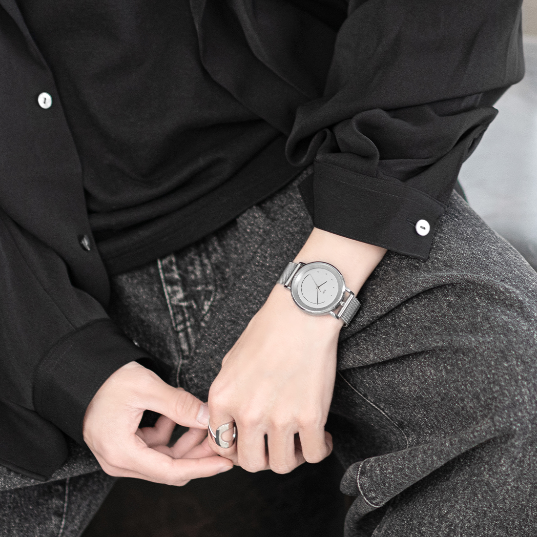 【“縁”を描くペアウォッチ】KLON SLIM SOLAR STYLE tentosen -SILVER MESH-