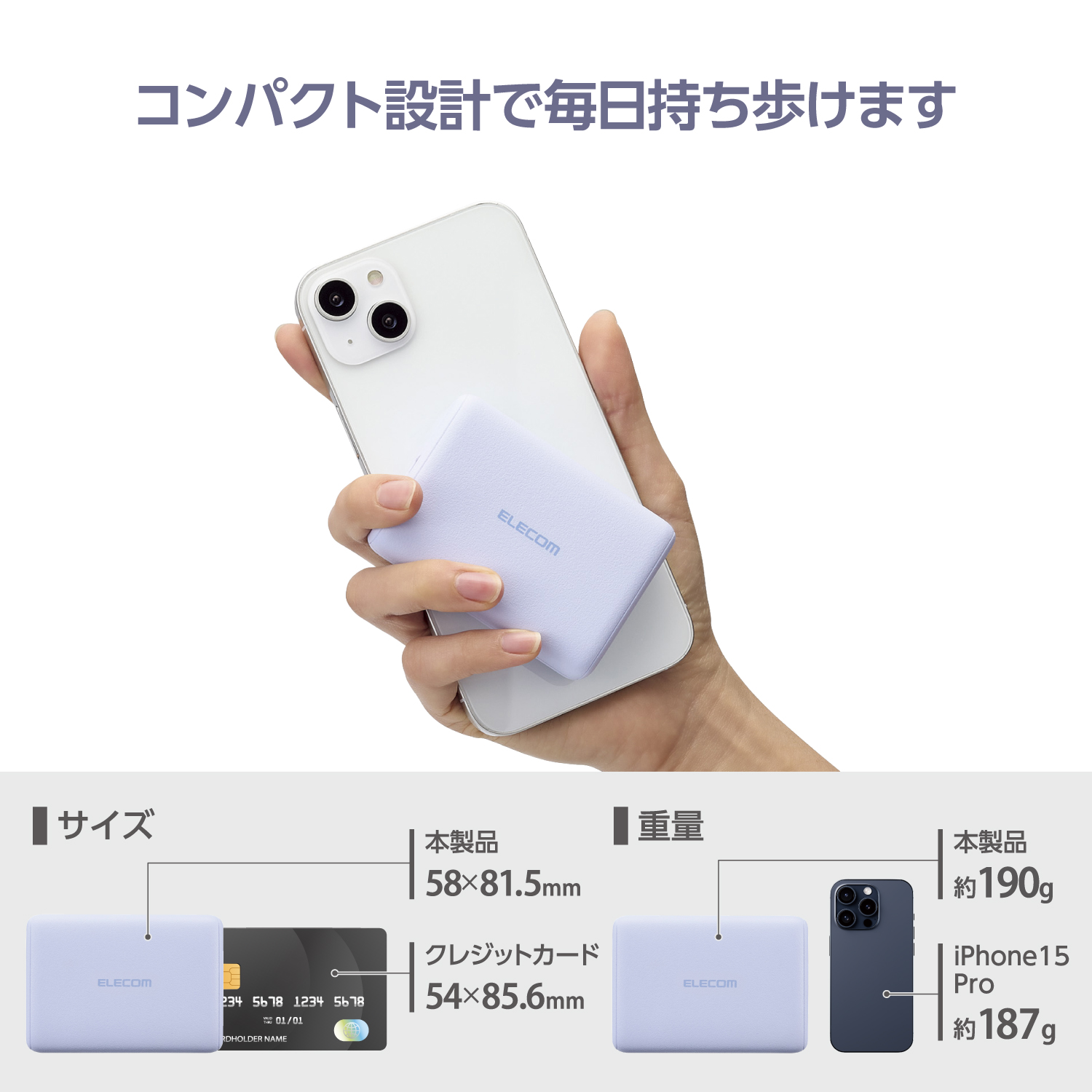 【全4色】大容量コンパクトモバイルバッテリー(10000mAh/20W/type-C×1+type-A×1)