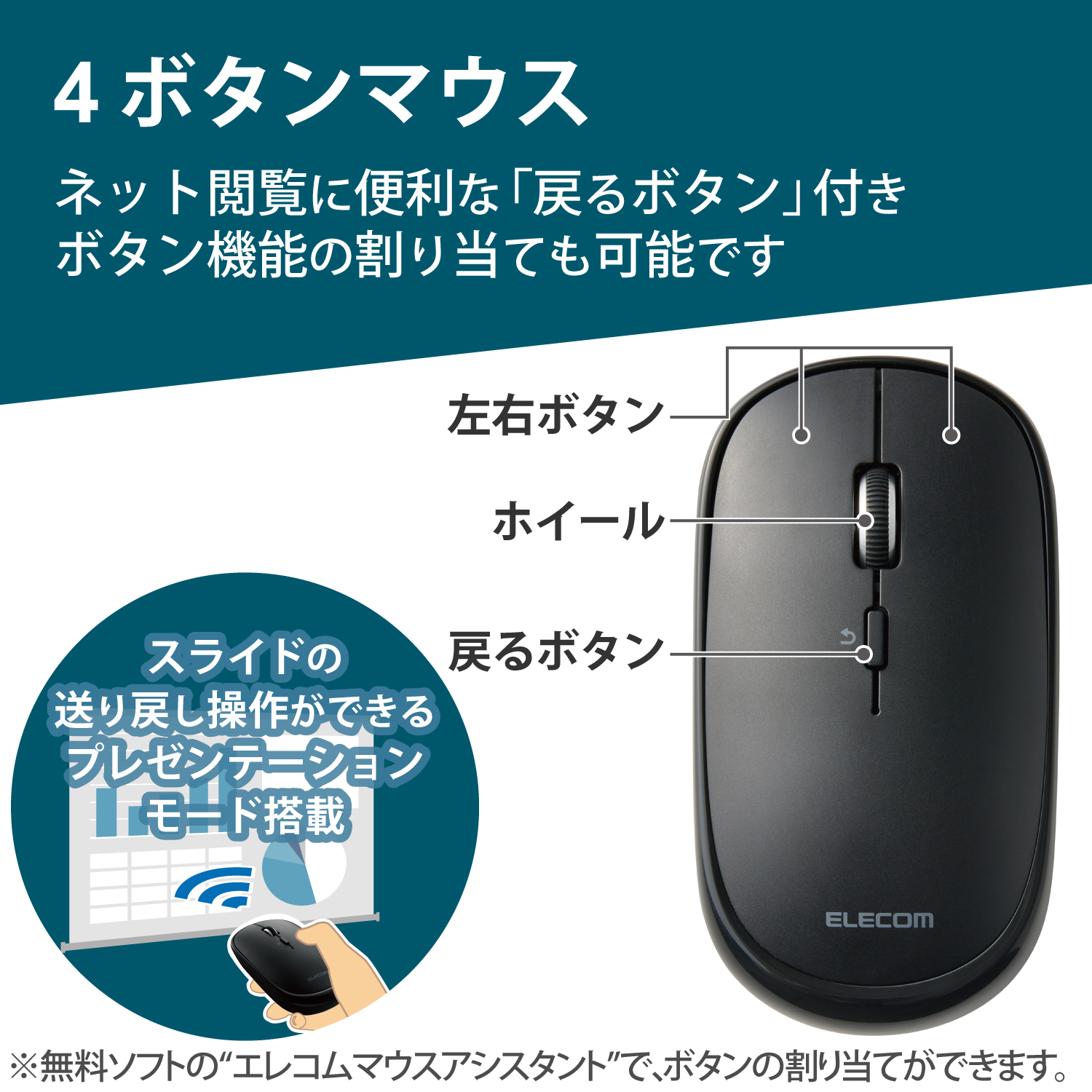 【専用ポーチ付き】Bluetooth4.2 Slint薄型充電式マウス