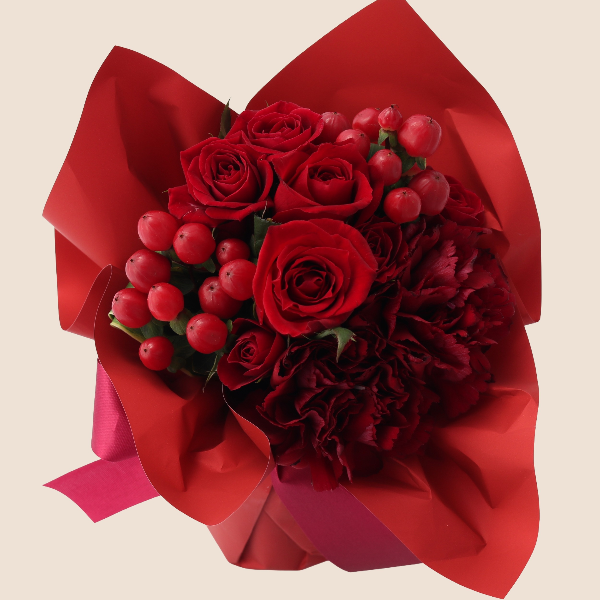 【名入れ・還暦祝】そのまま飾れる生花アレンジメントと刺繍テディベア