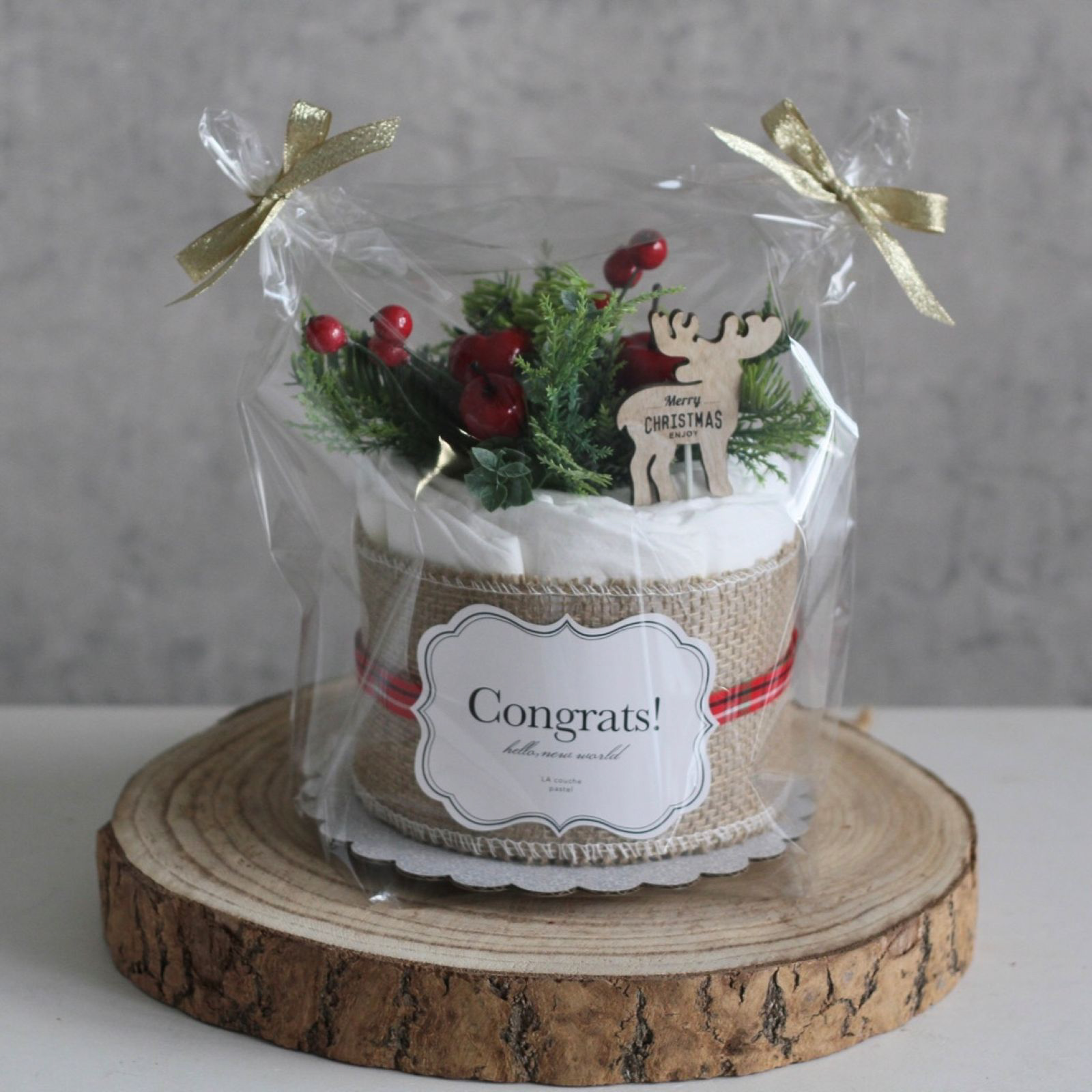 クリスマス限定　クリスマスオーガニックおむつケーキ