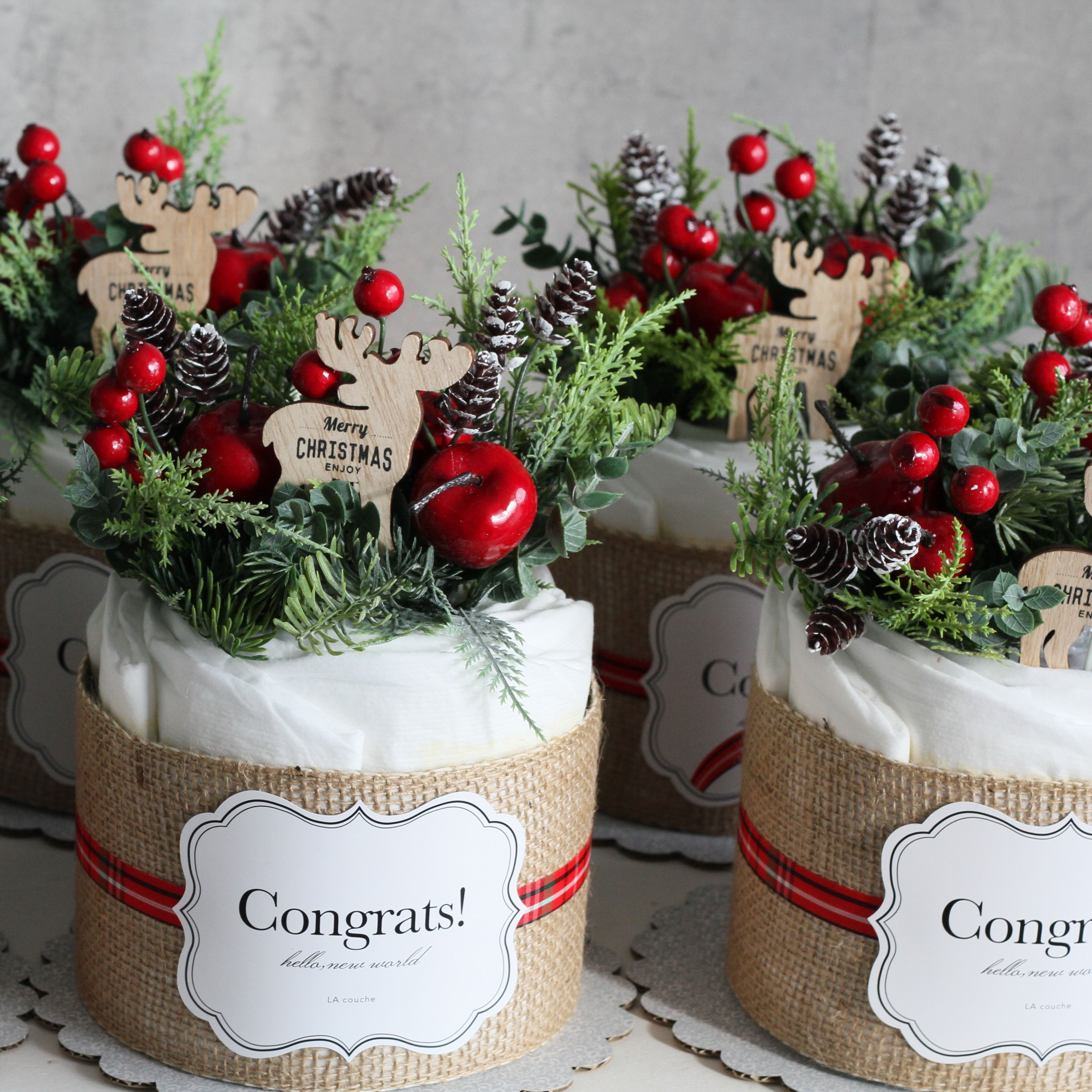 クリスマス限定　クリスマスオーガニックおむつケーキ