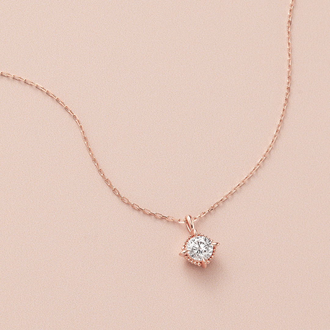Winter Limited】 K10ピンクゴールド/シルバー 一粒 ネックレス