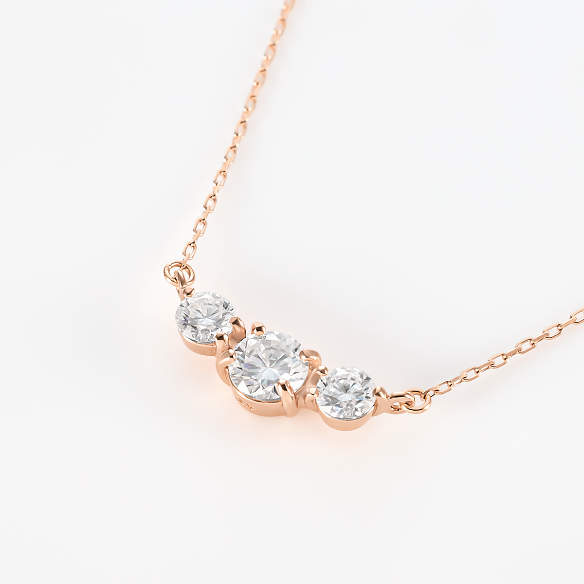 【Winter Limited】 K10ピンクゴールド/シルバー 三石 ネックレス