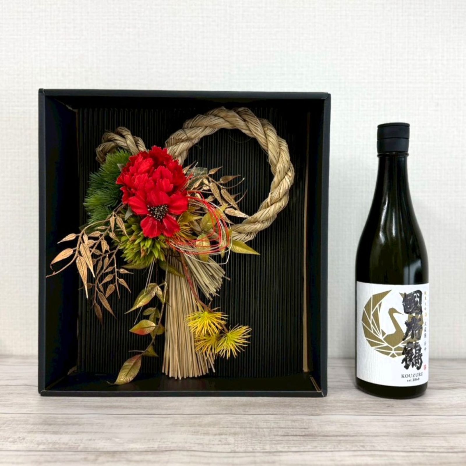 お正月飾り＆日本酒セット【しめ縄飾り大×國府鶴純米大吟醸 