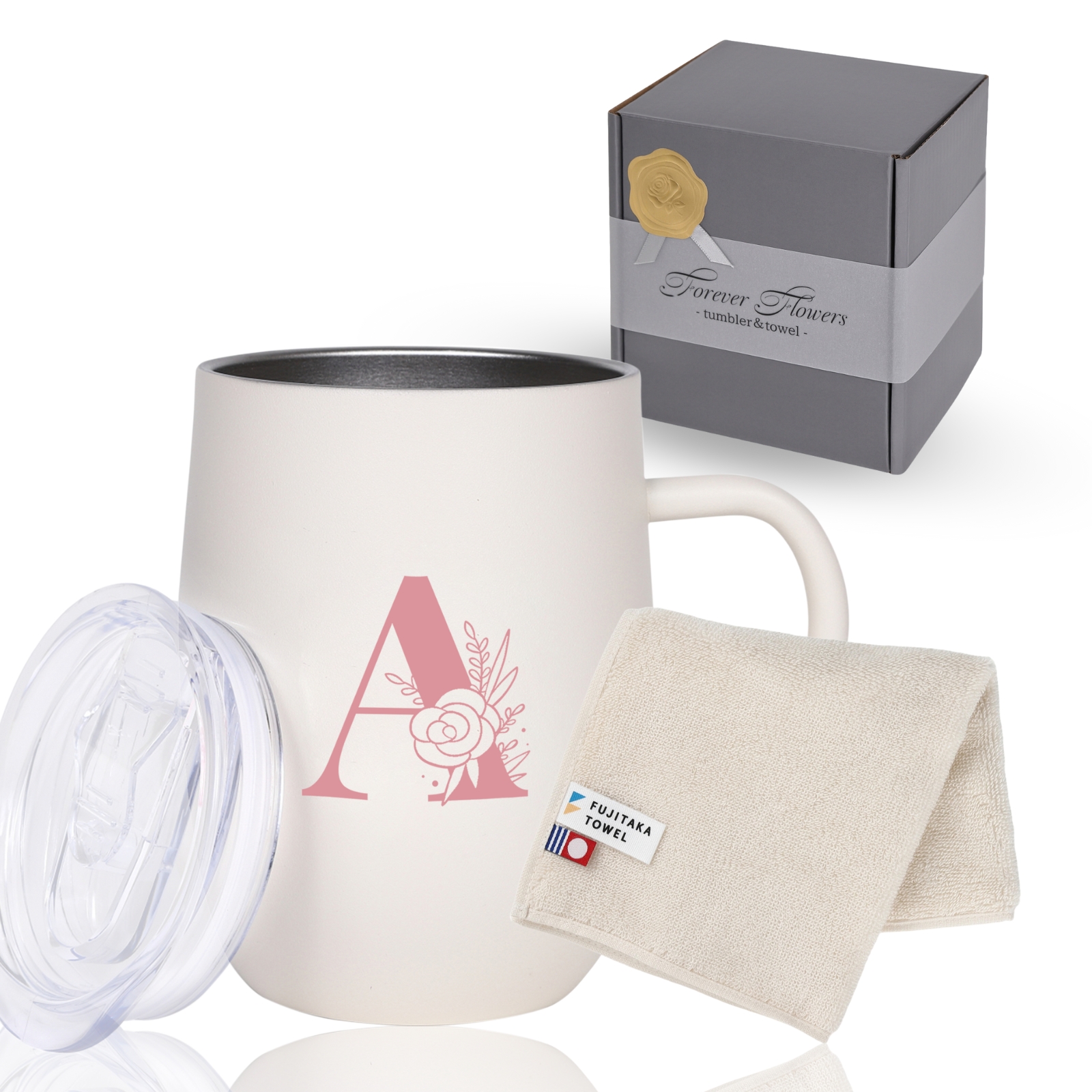 【暮らしになじむ上質を】イニシャルタンブラー＆今治タオルハンカチのギフトBOX
