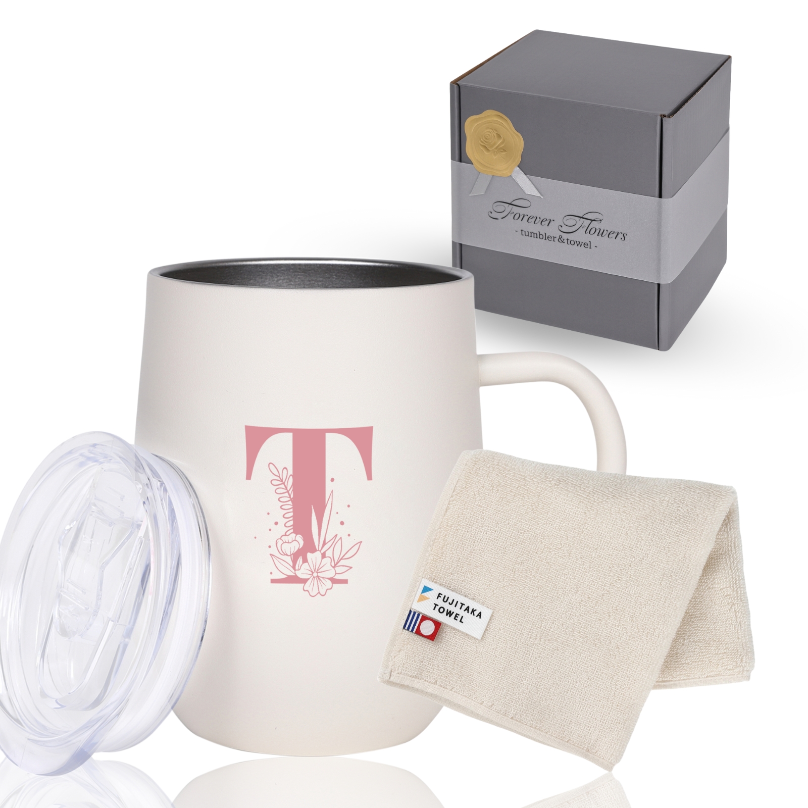 【暮らしになじむ上質を】イニシャルタンブラー＆今治タオルハンカチのギフトBOX