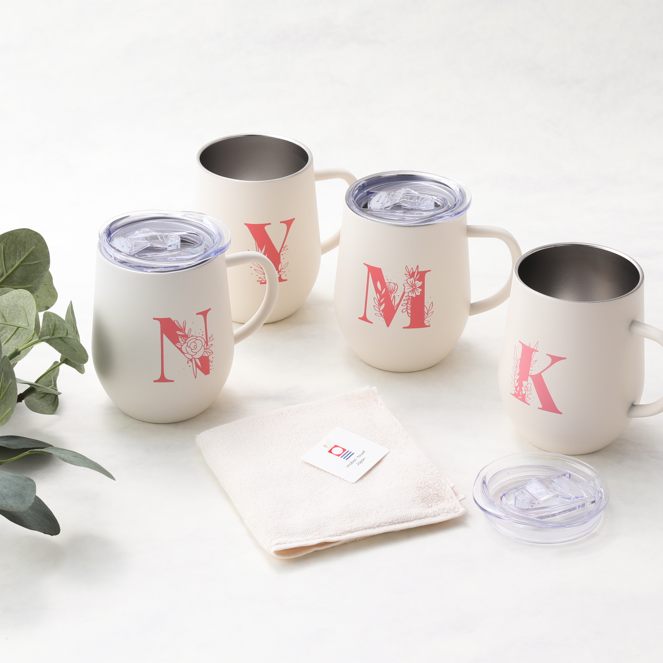 【暮らしになじむ上質を】イニシャルタンブラー＆今治タオルハンカチのギフトBOX