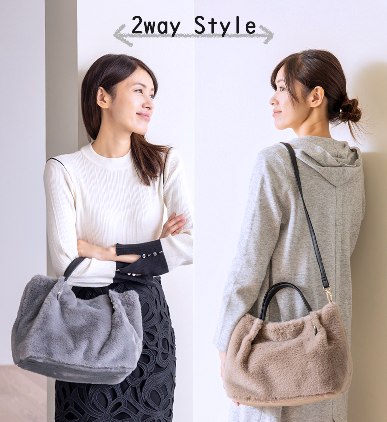 【2wayで使える ふわもこファー】 ショルダーバッグ レディース トート バッグ 誕生日 クリスマス プレゼント 304
