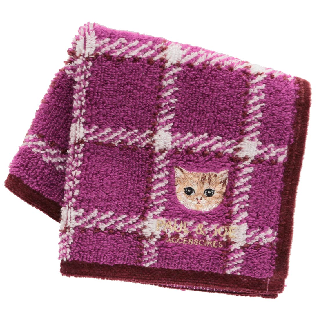 刺繍タオルハンカチーフ＜ヌネット/チェック＞