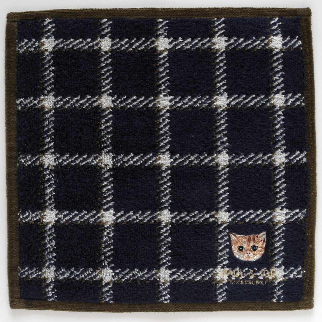 刺繍タオルハンカチーフ＜ヌネット/チェック＞