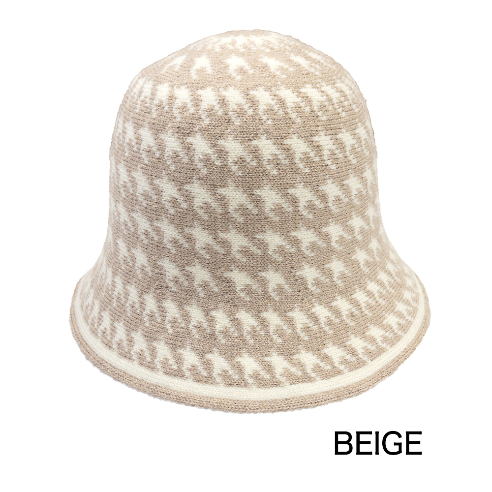 上品に映える 千鳥格子柄サーモハット