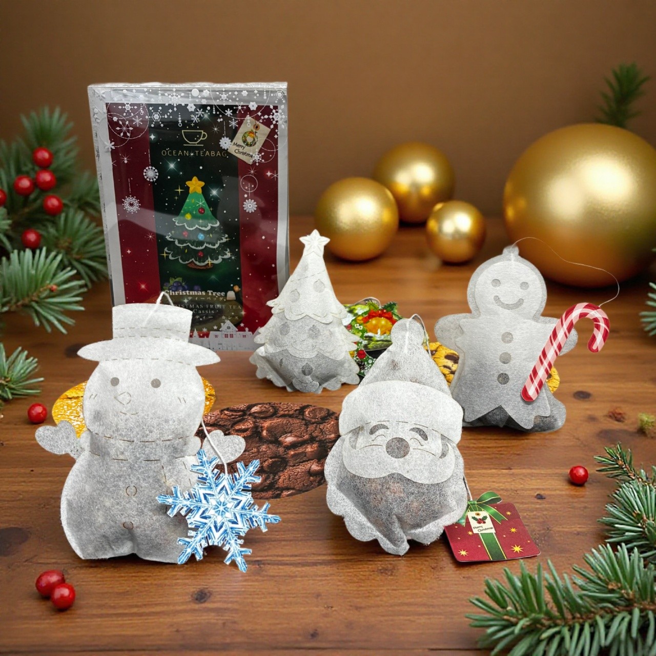  クリスマスオーナメントフルーツティ　クッキーコースター4枚入り