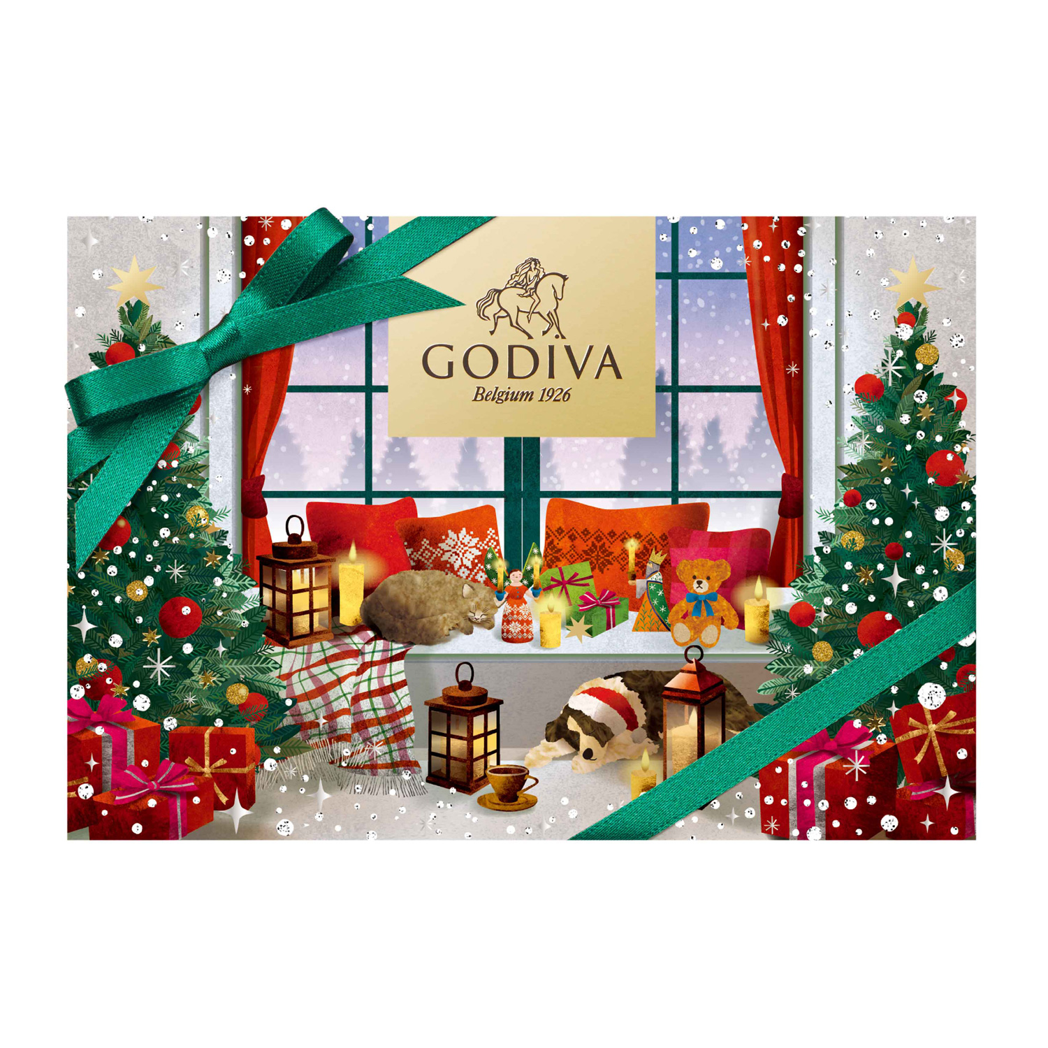 【クリスマスボックス付】カシミアマフラーとゴディバチョコのセット