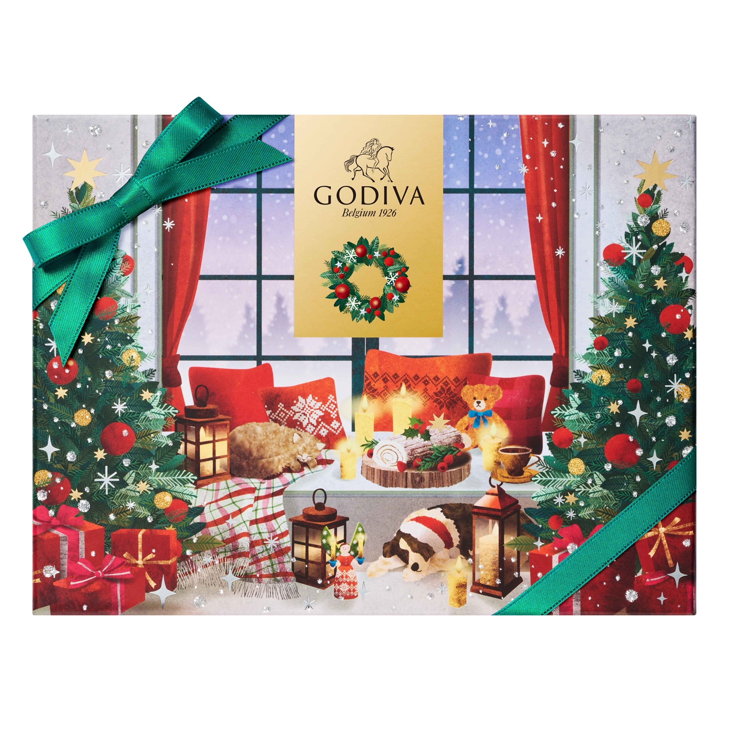 【クリスマスボックス付】カシミアマフラーとゴディバチョコのセット