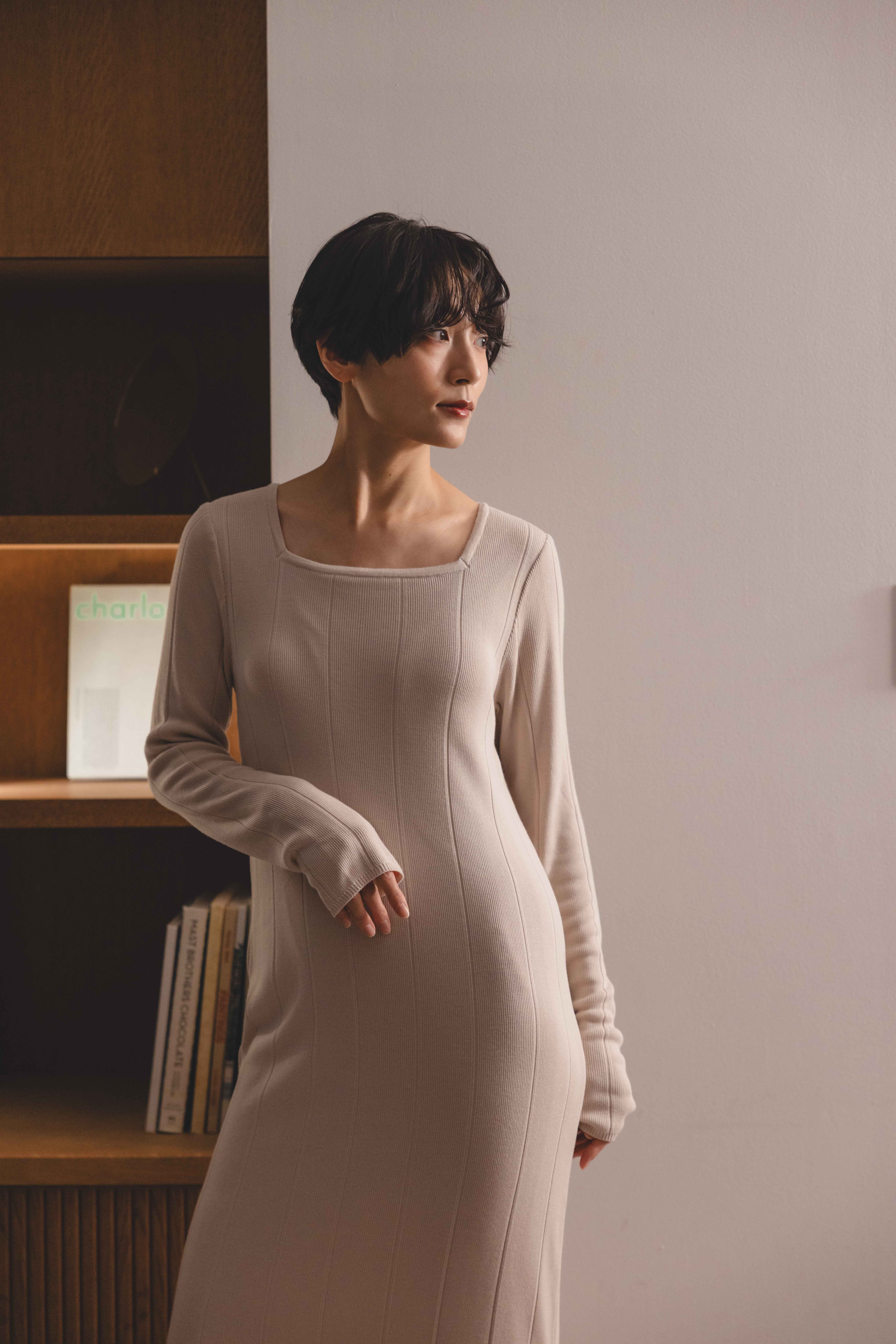 tate-L 羽織るポンチョ なめらかアルパカ 同色ボーダー | mino（ミノ