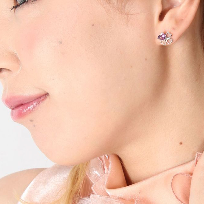 【Clementia】アメジストクローバーピアス