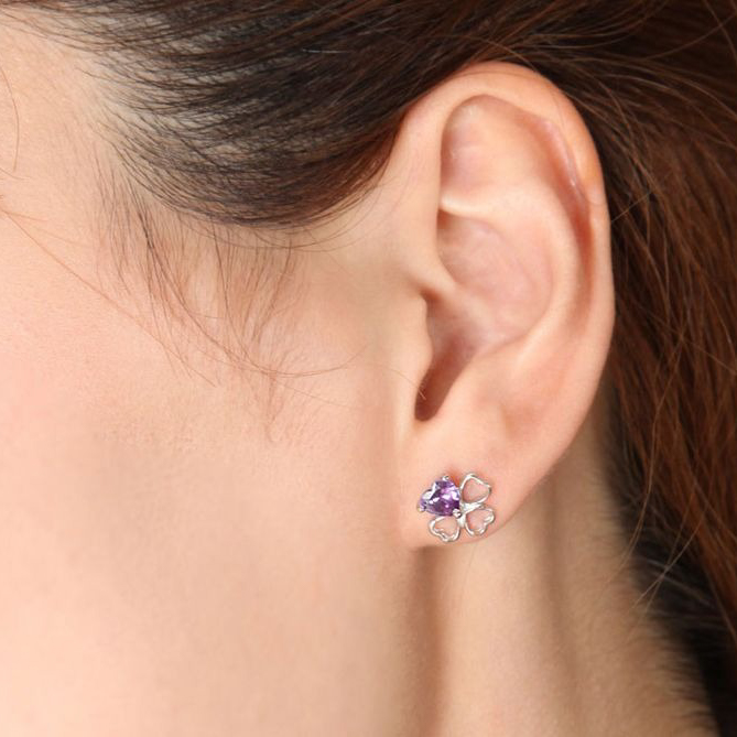 【Clementia】アメジストクローバーピアス