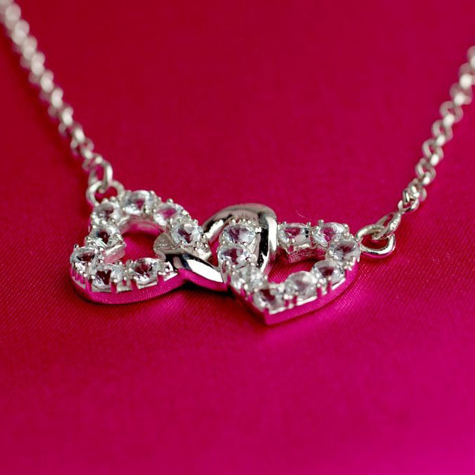 【Clementia】アクアマリンスリーハートネックレス