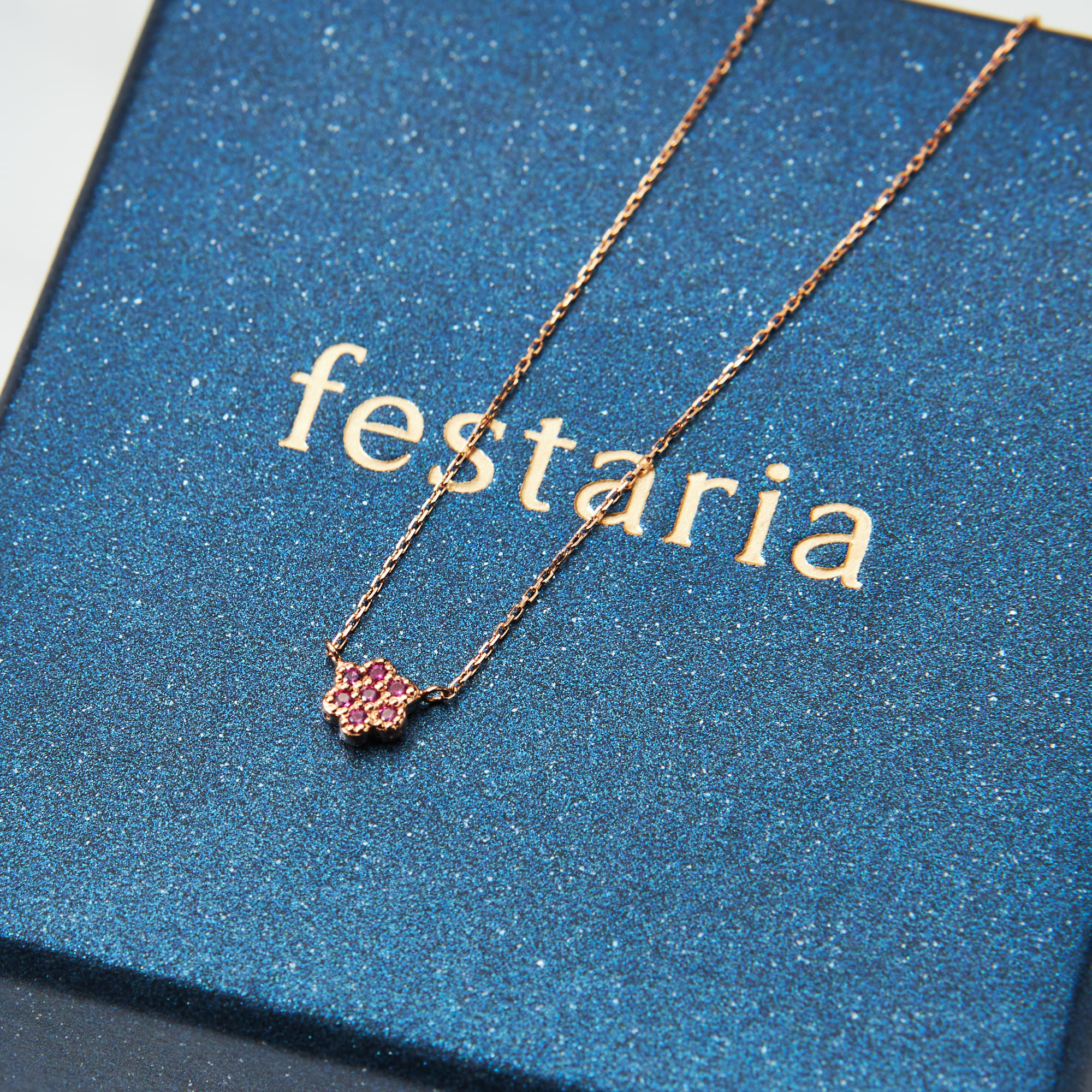 K10PGルビー/ダイヤ リバーシブルネックレス（花）