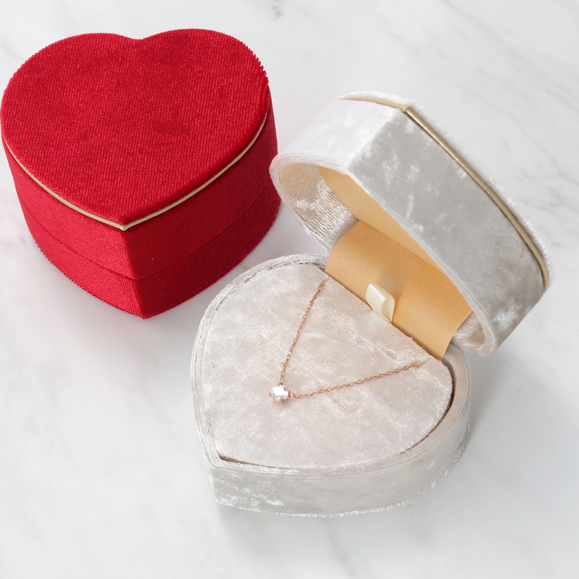 【限定ハートケース】一粒ネックレスとテディベアセット