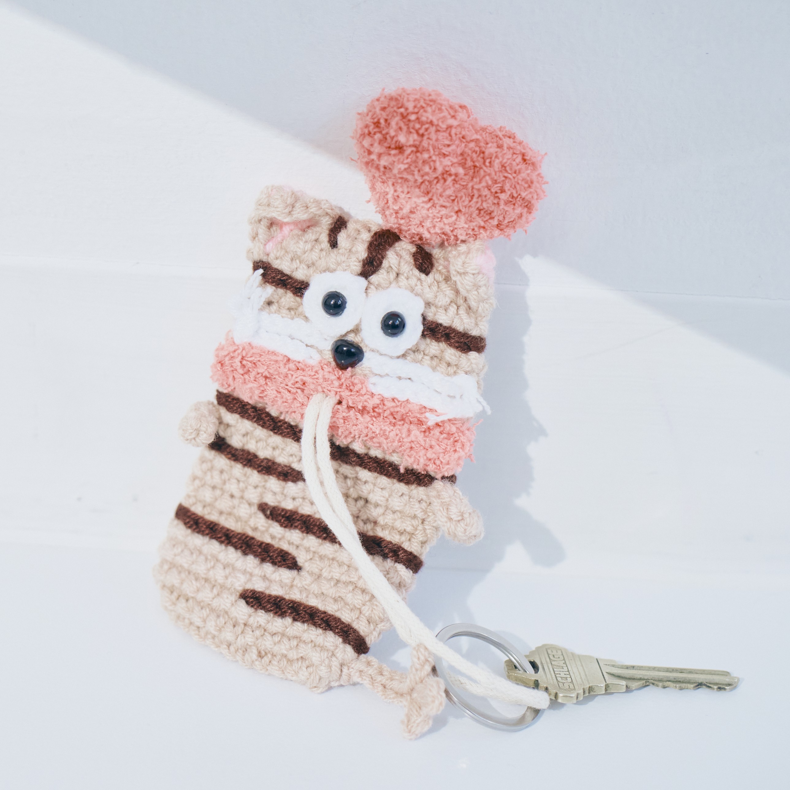 毛糸のキーケース＜ネコ＞