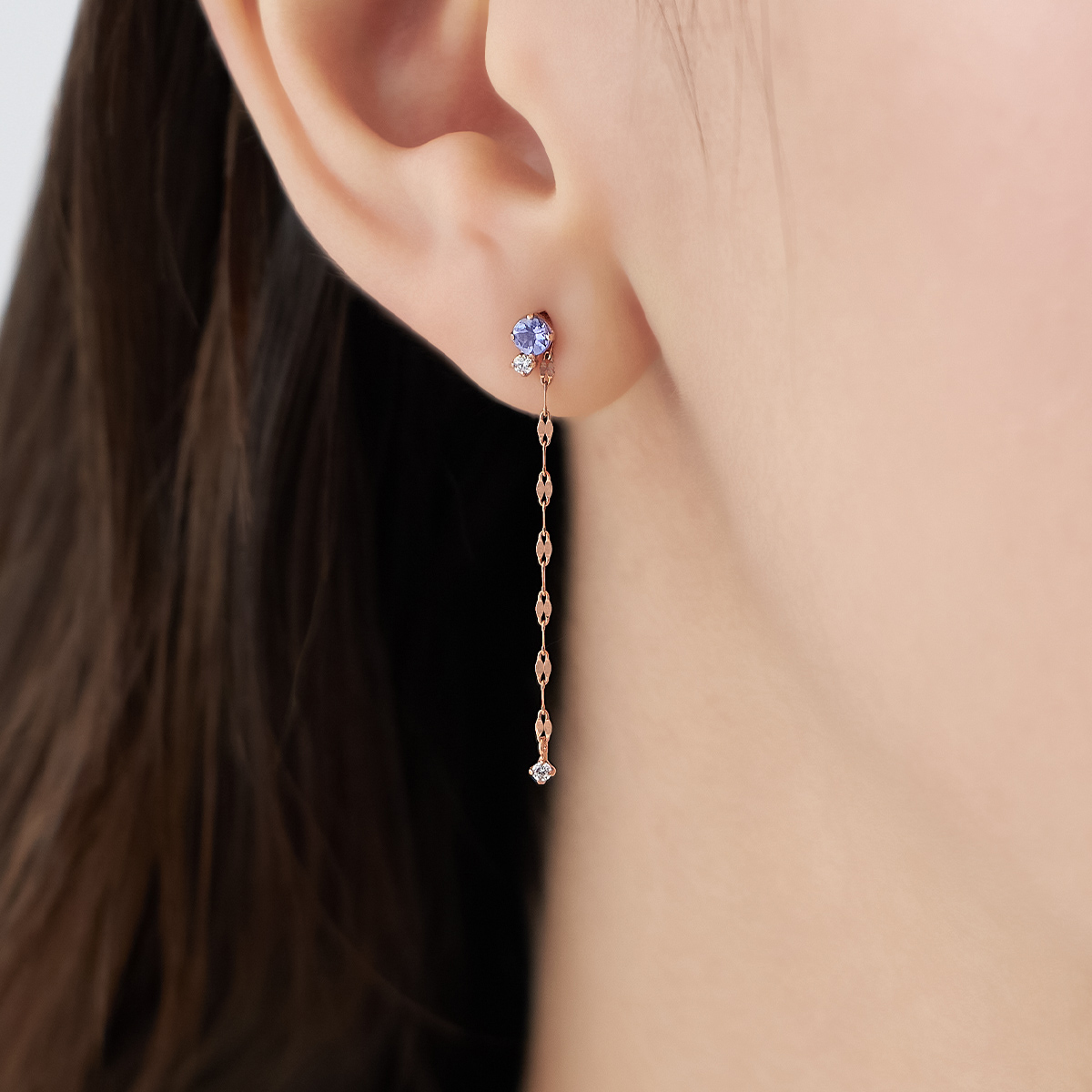 【12月誕生石】シルバー タンザナイト 2way ピアス