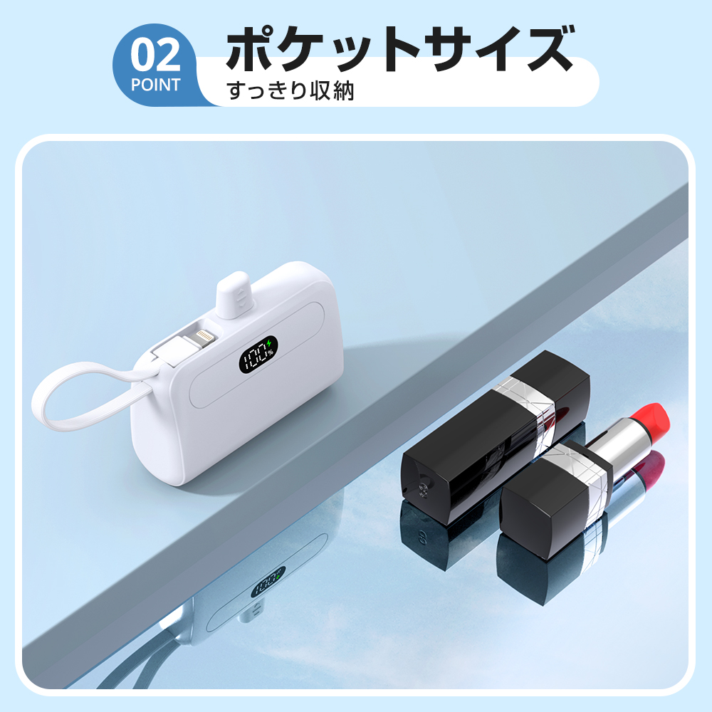 軽量小型モバイルバッテリー＜12000ｍAh / Type-C急速充電＞