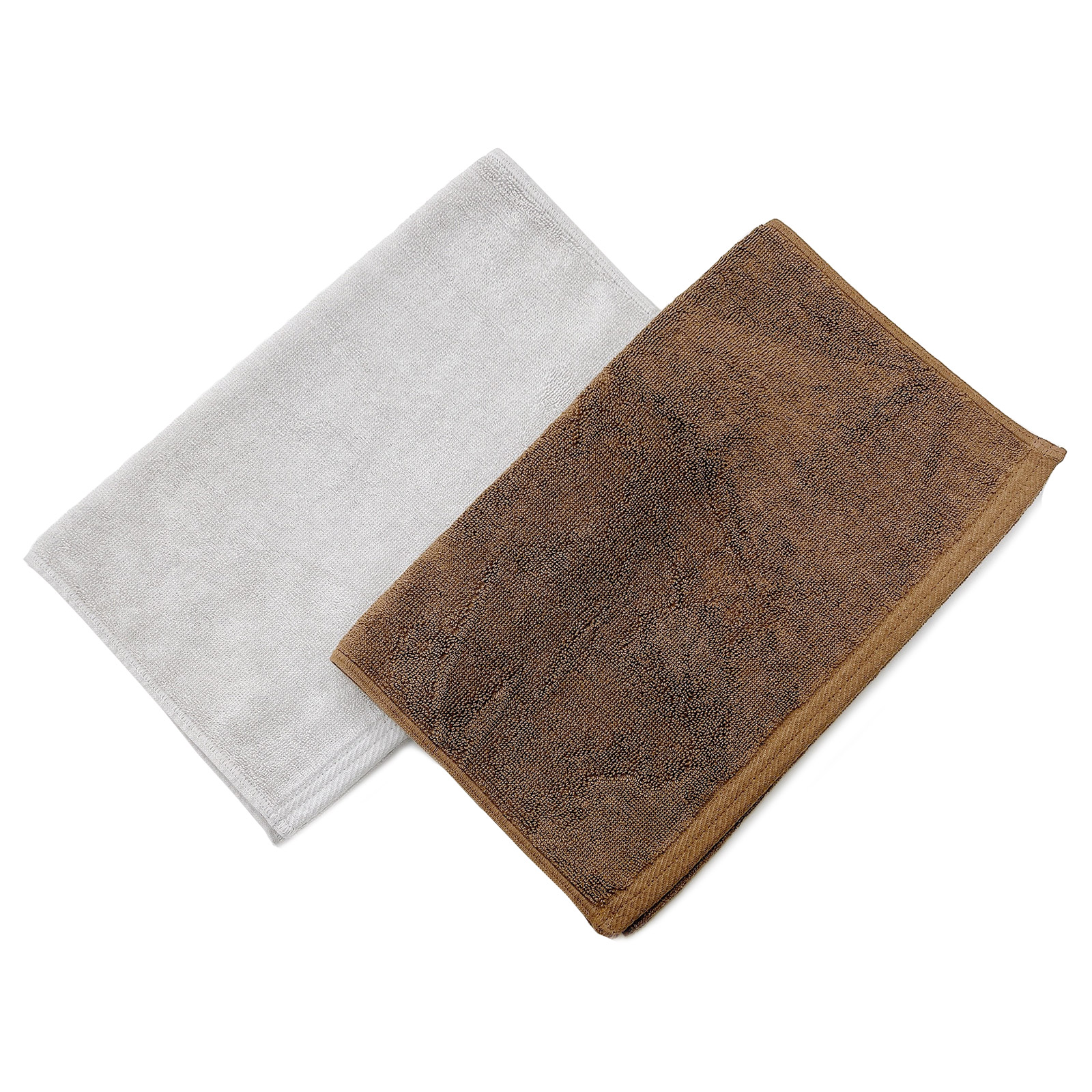 ホテルリゾート　高級ホテル仕様フェイスタオルセット　ライトグレー＆ブラウン