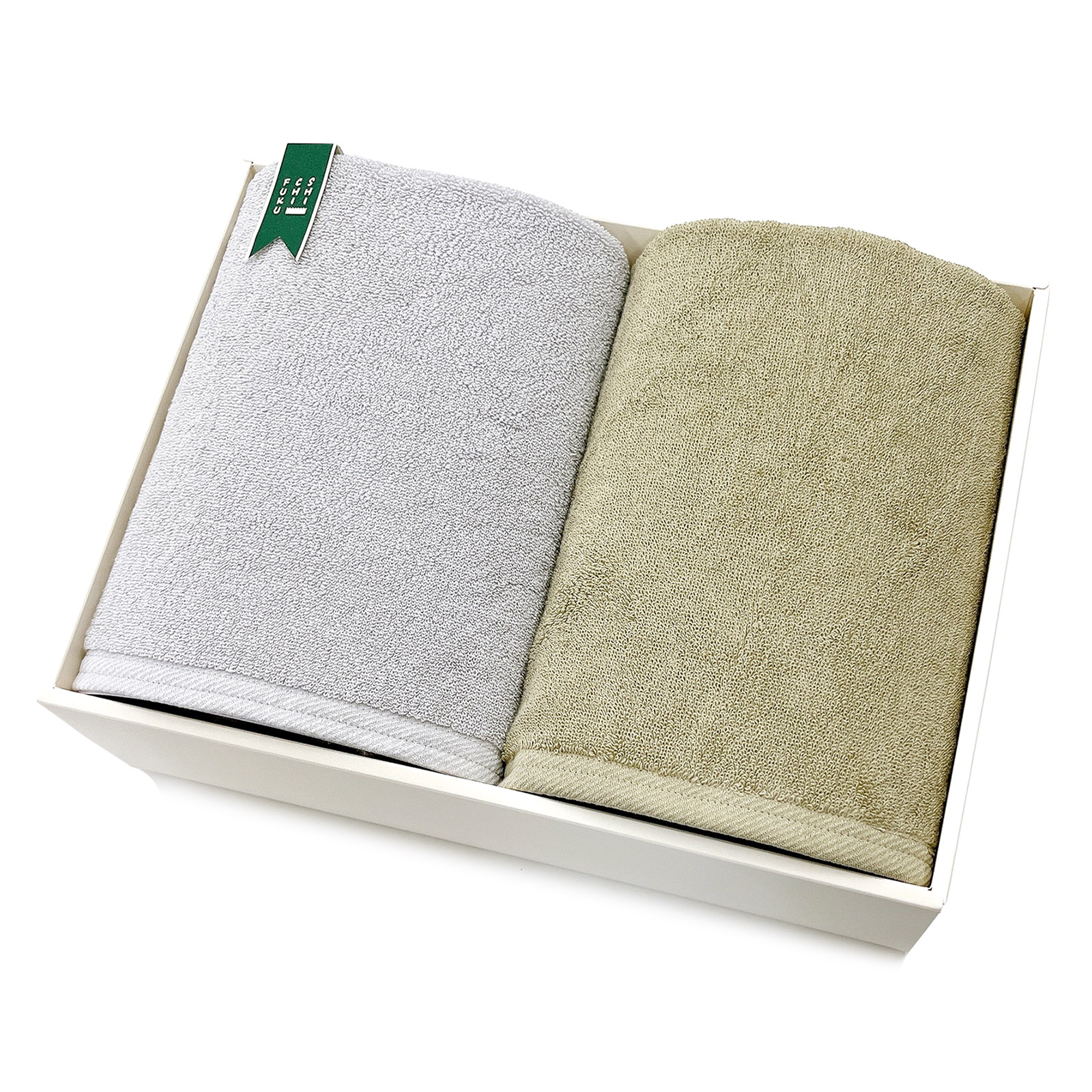 ホテルリゾート　高級ホテル仕様バスタオルセット　オリーブグレー＆ライトグレー 
